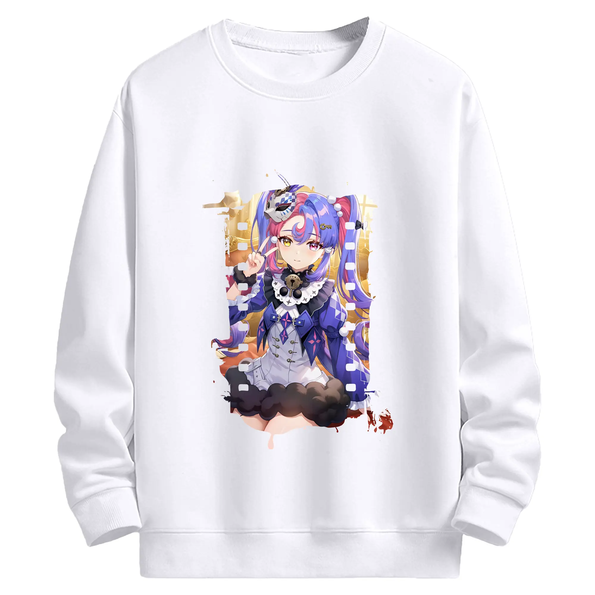 鳴潮 グッズ ロココ - 高品質 クルーネック スウェット ・ コットン59％ ポリエステル41％ ・ ユニセックス 長袖 トレーナー ・ カジュアル デイリー スポーツ 散歩用