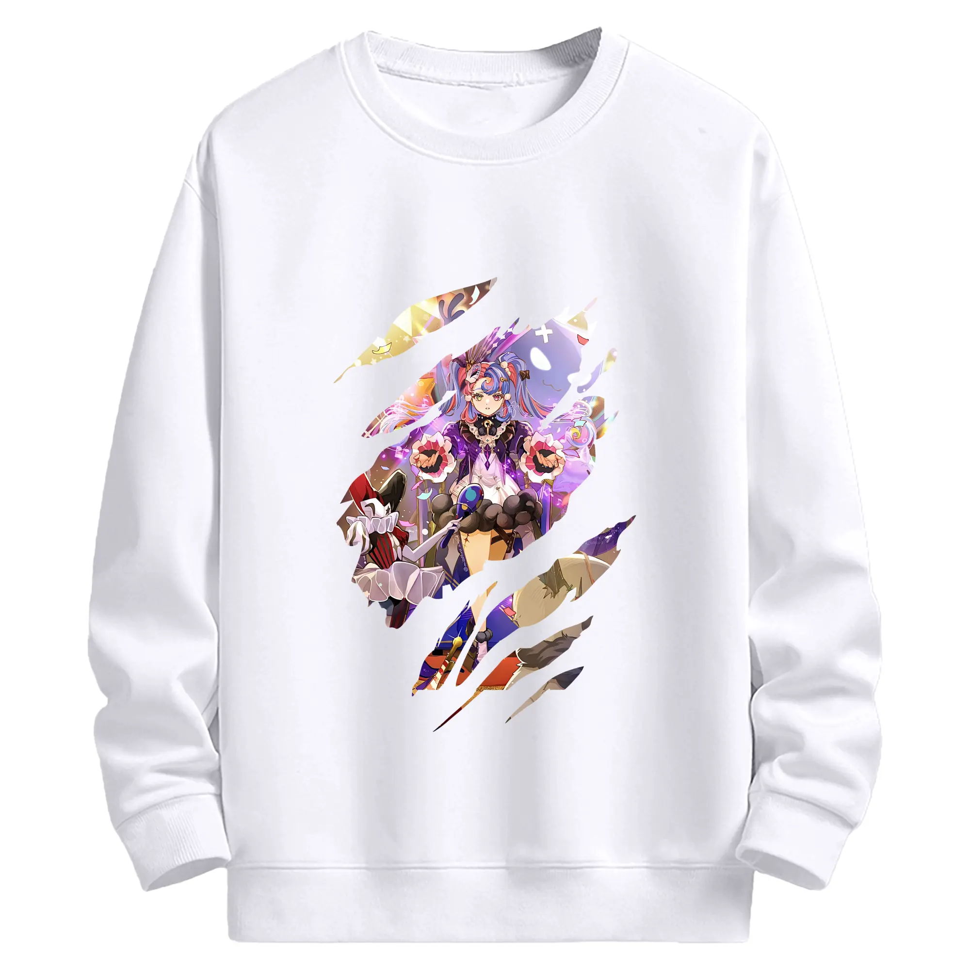 鳴潮 グッズ ロココ - 高品質 クルーネック スウェット ・ コットン59％ ポリエステル41％ ・ ユニセックス 長袖 トレーナー ・ カジュアル デイリー スポーツ 散歩用