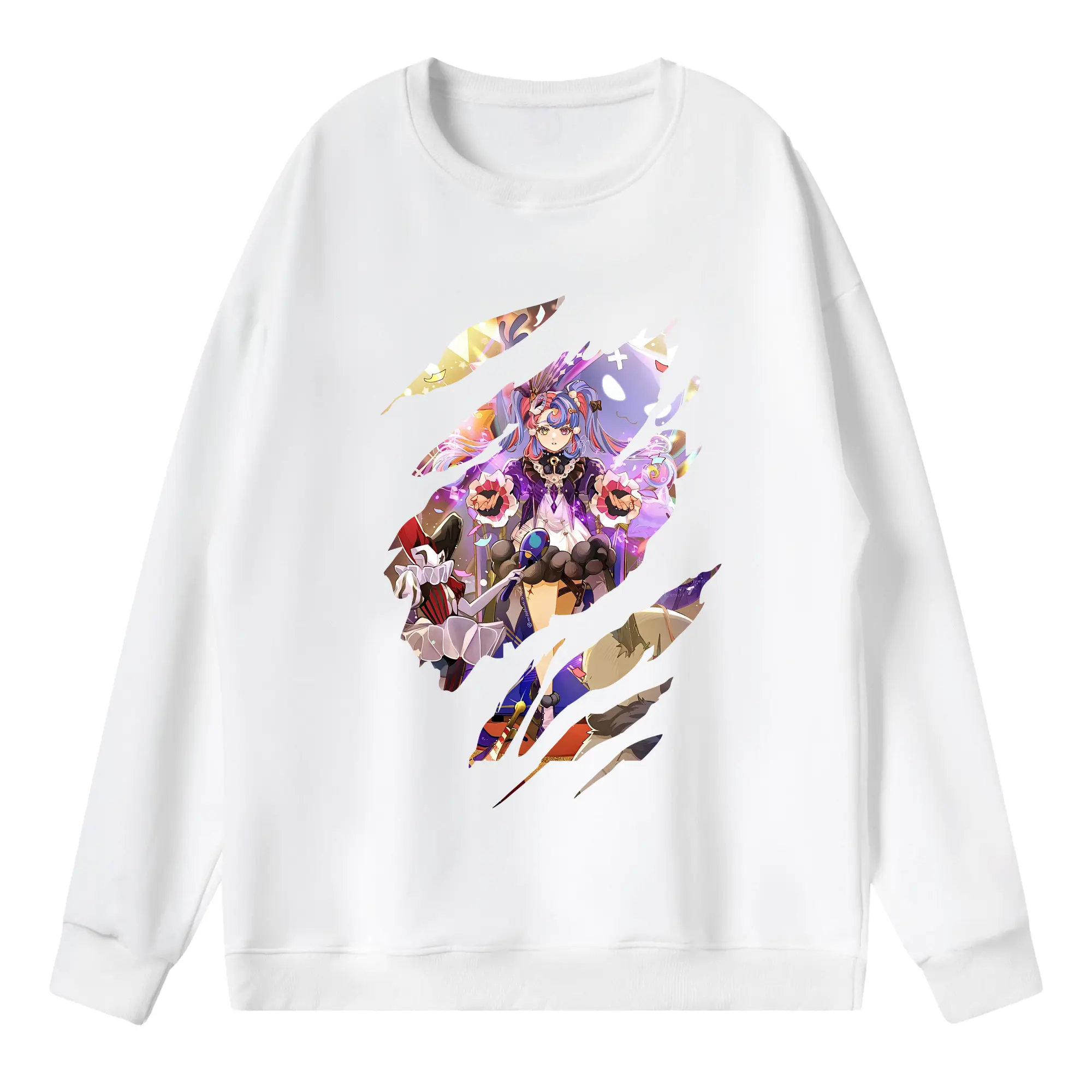 鳴潮 グッズ ロココ - 薄手 クルーネック スウェット 裏毛260g · ポリエステル 春秋向け カジュアル 男女兼用 · トレーナー デイリー スポーツ 散歩に最適