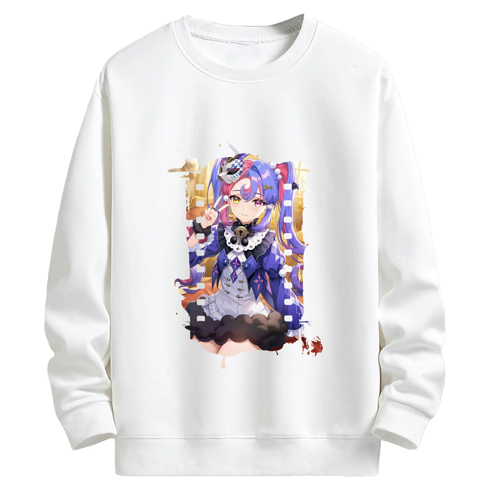 鳴潮 グッズ ロココ - キッズ クルーネックスウェットシャツ ・ フロントプリント ・ 綿80％ ポリエステル20％ ・ 快適 通学 スポーツ 日常使い お散歩用