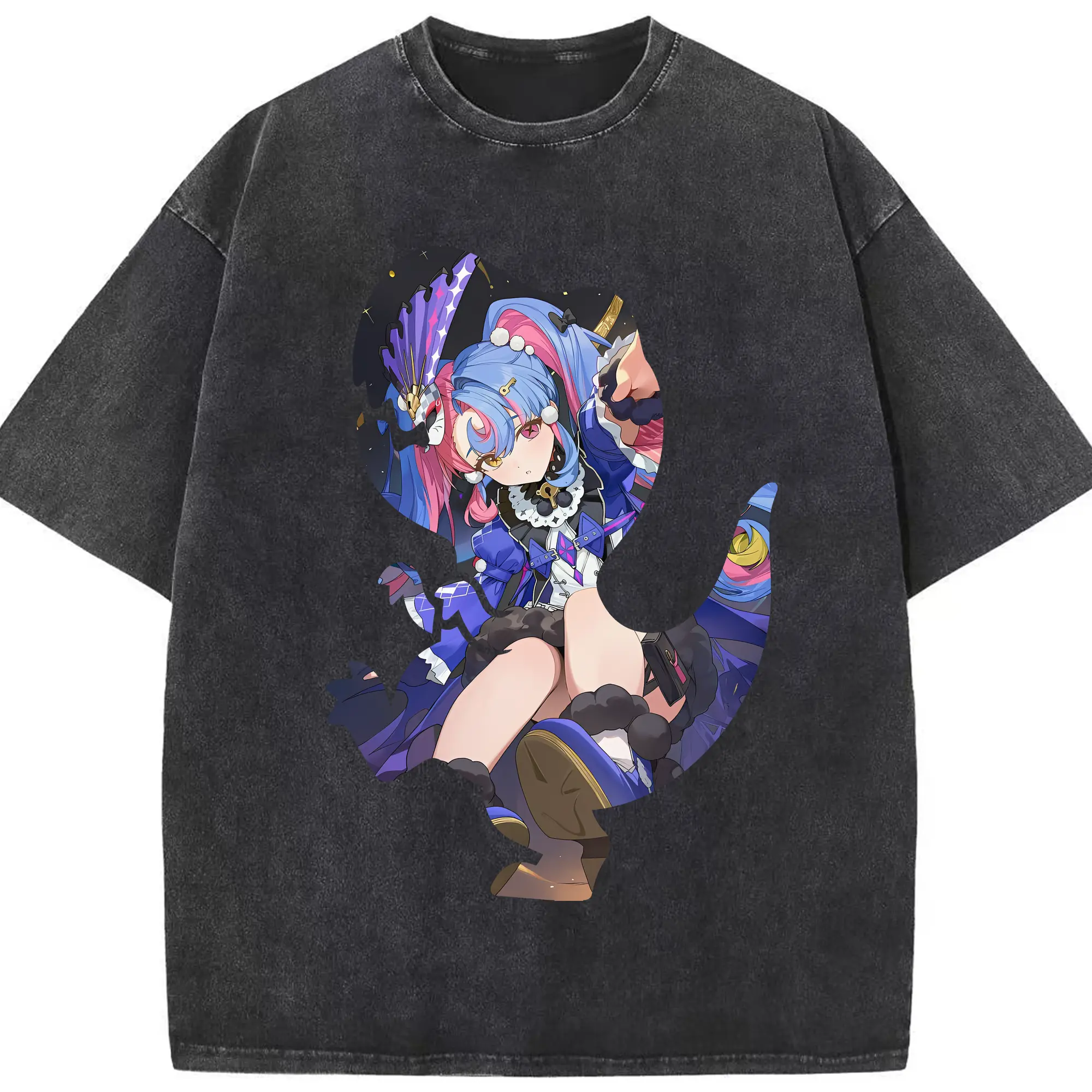 鳴潮 グッズ ロココ - 綿100％ ヴィンテージ風 半袖Tシャツ ・ フロントプリント ・ 柔らか肌触り ・ 通気性 快適 ・ スポーツ カジュアル 外出用