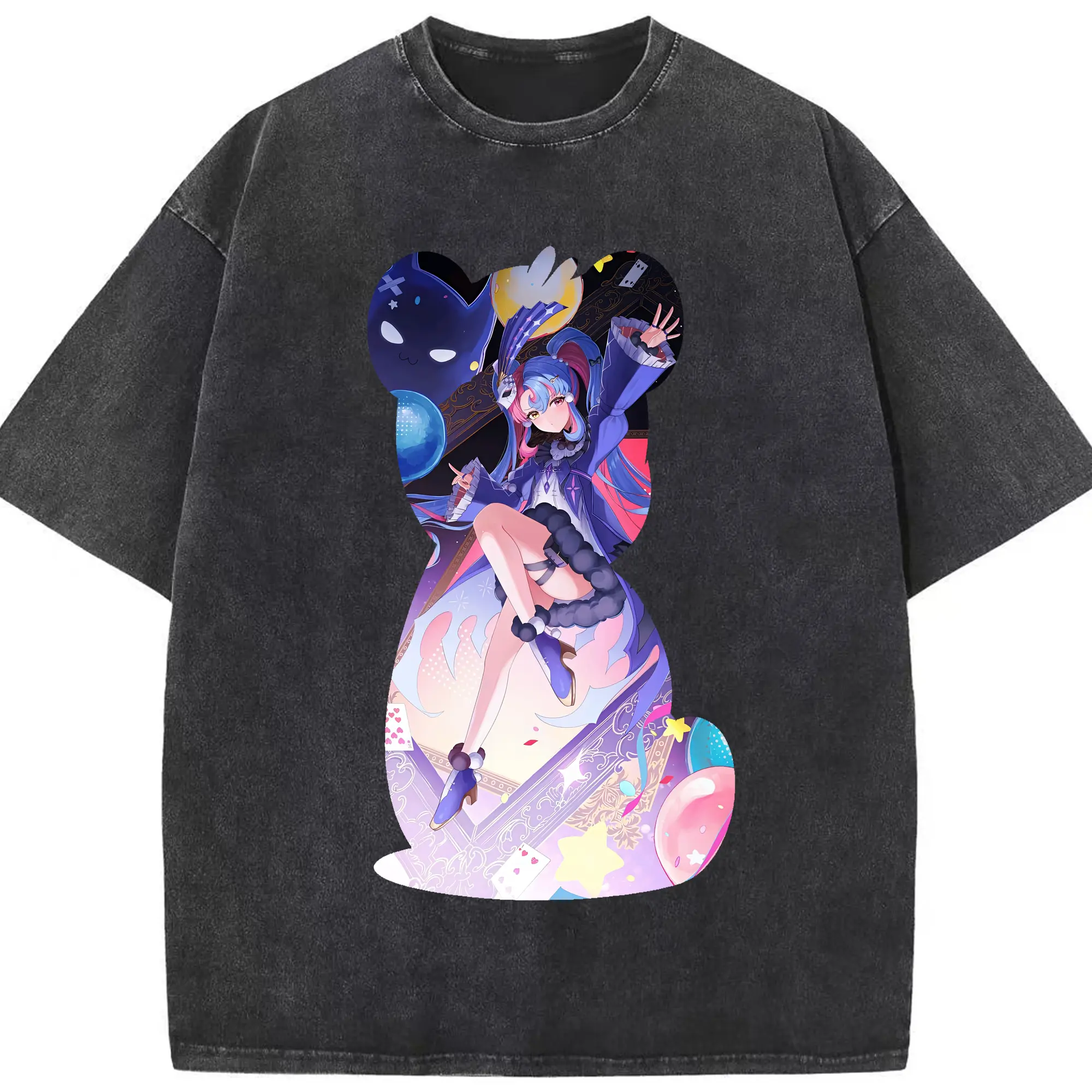 鳴潮 グッズ ロココ - 綿100％ ヴィンテージ風 半袖Tシャツ ・ フロントプリント ・ 柔らか肌触り ・ 通気性 快適 ・ スポーツ カジュアル 外出用