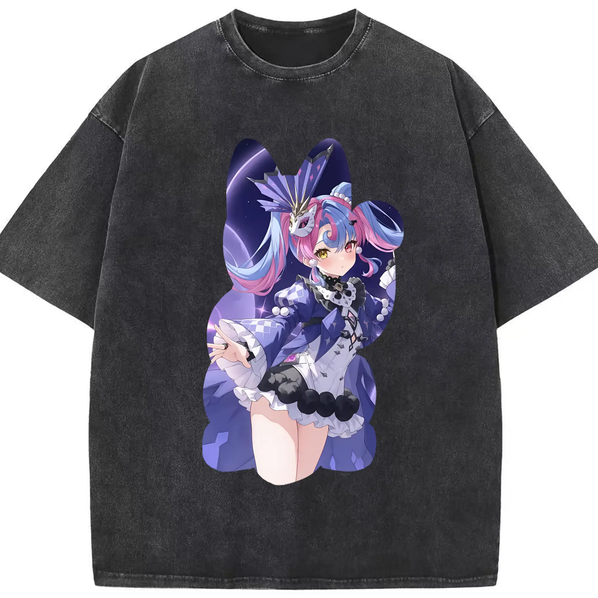 鳴潮 グッズ ロココ - 綿100％ ヴィンテージ風 半袖Tシャツ ・ フロントプリント ・ 柔らか肌触り ・ 通気性 快適 ・ スポーツ カジュアル 外出用