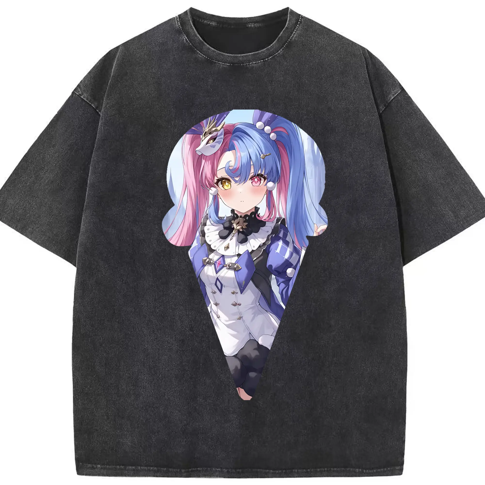 鳴潮 グッズ ロココ - 綿100％ ヴィンテージ風 半袖Tシャツ ・ フロントプリント ・ 柔らか肌触り ・ 通気性 快適 ・ スポーツ カジュアル 外出用