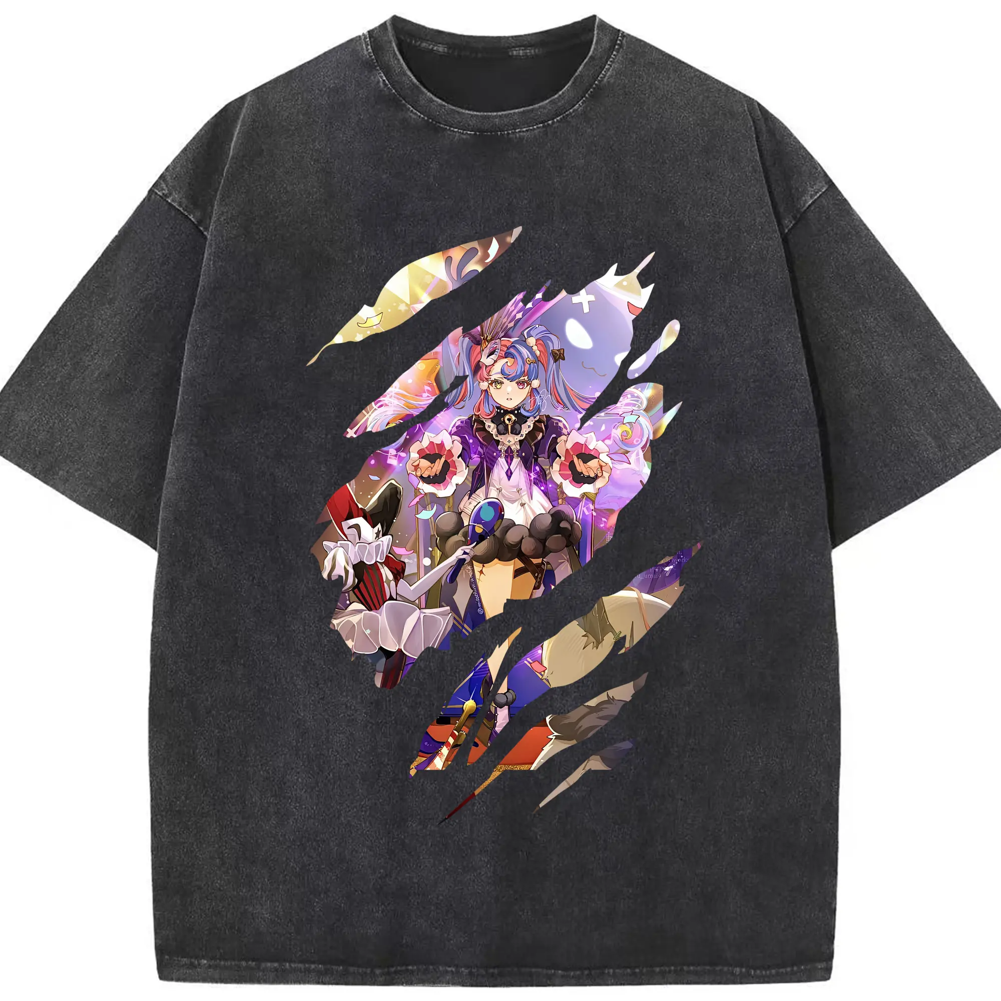 鳴潮 グッズ ロココ - 綿100％ ヴィンテージ風 半袖Tシャツ ・ フロントプリント ・ 柔らか肌触り ・ 通気性 快適 ・ スポーツ カジュアル 外出用