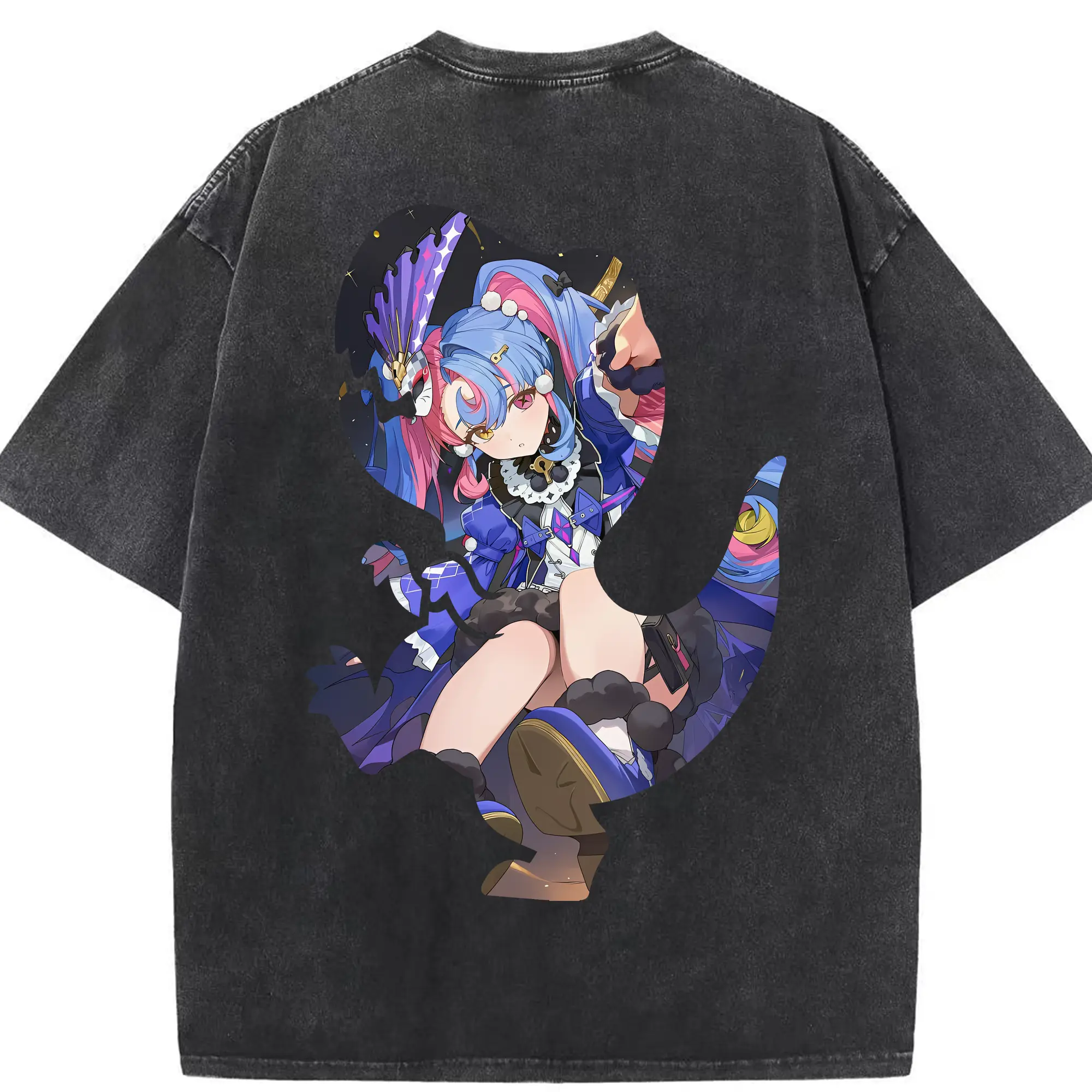 鳴潮 グッズ ロココ - 綿100％ ヴィンテージ風 半袖Tシャツ ・ 背面プリント ・ 柔らか肌触り ・ 通気性 快適 ・ スポーツ カジュアル 外出用