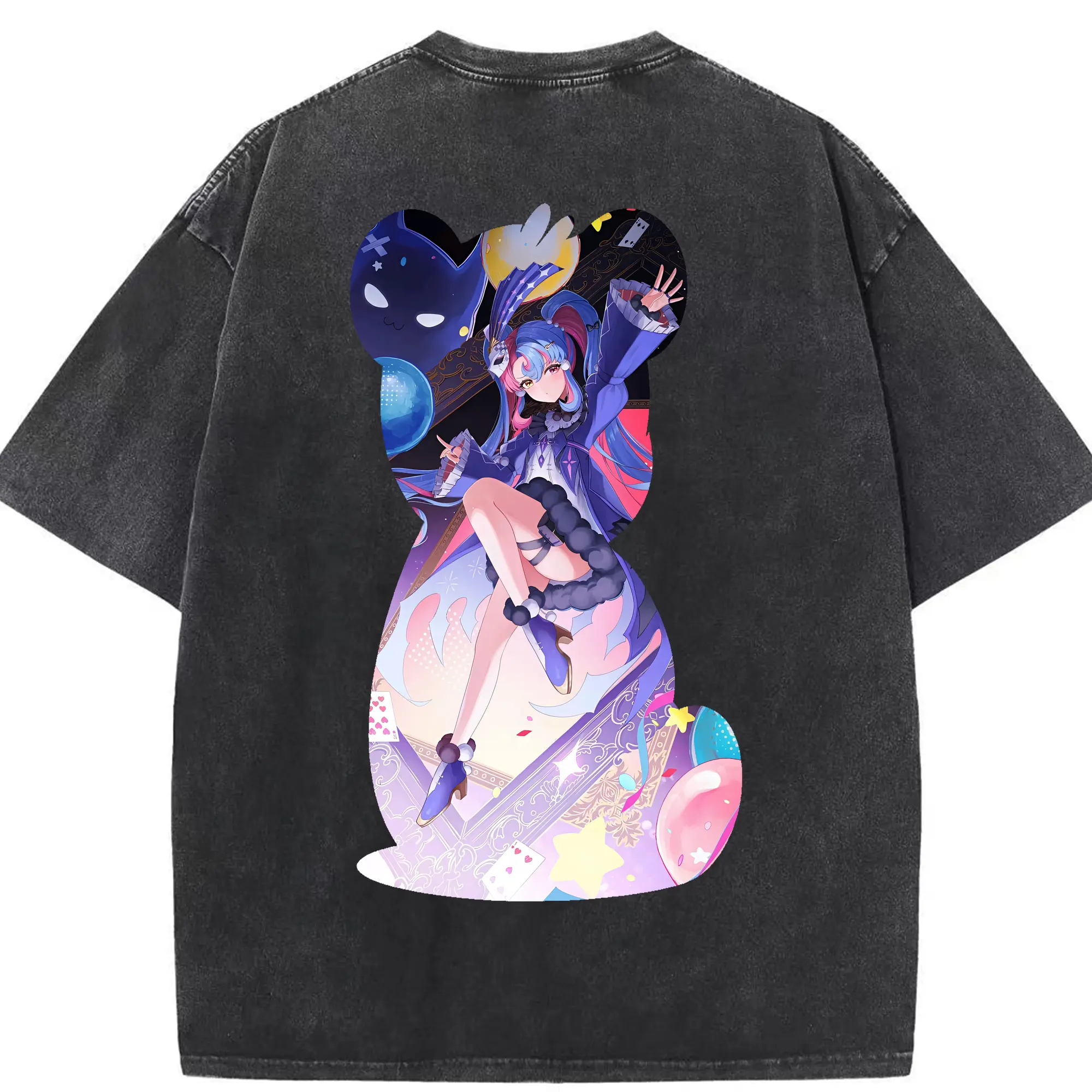 鳴潮 グッズ ロココ - 綿100％ ヴィンテージ風 半袖Tシャツ ・ 背面プリント ・ 柔らか肌触り ・ 通気性 快適 ・ スポーツ カジュアル 外出用