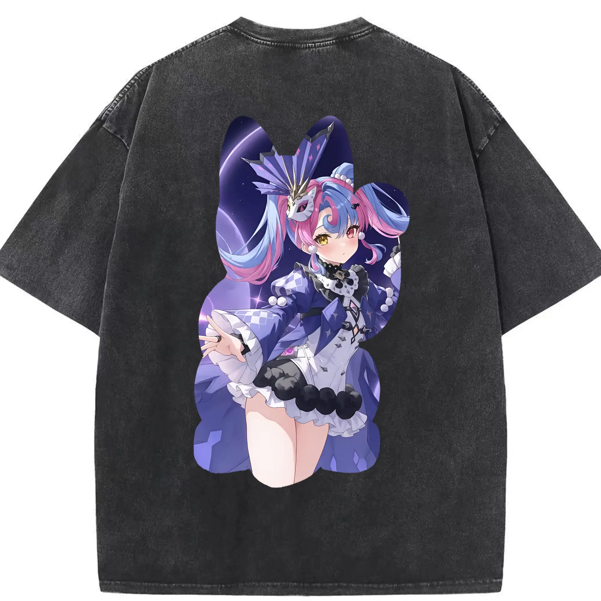 鳴潮 グッズ ロココ - 綿100％ ヴィンテージ風 半袖Tシャツ ・ 背面プリント ・ 柔らか肌触り ・ 通気性 快適 ・ スポーツ カジュアル 外出用