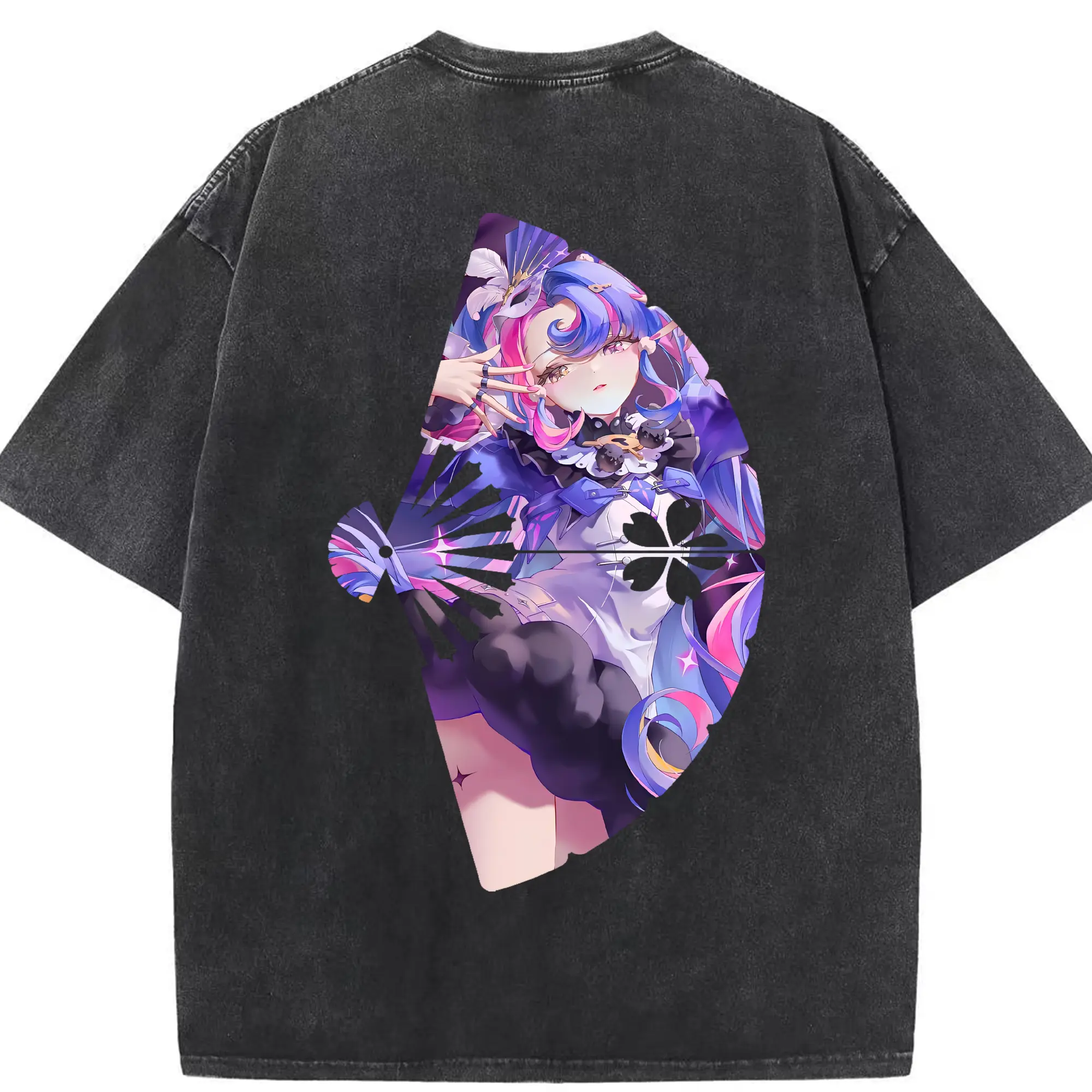 鳴潮 グッズ ロココ - 綿100％ ヴィンテージ風 半袖Tシャツ ・ 背面プリント ・ 柔らか肌触り ・ 通気性 快適 ・ スポーツ カジュアル 外出用