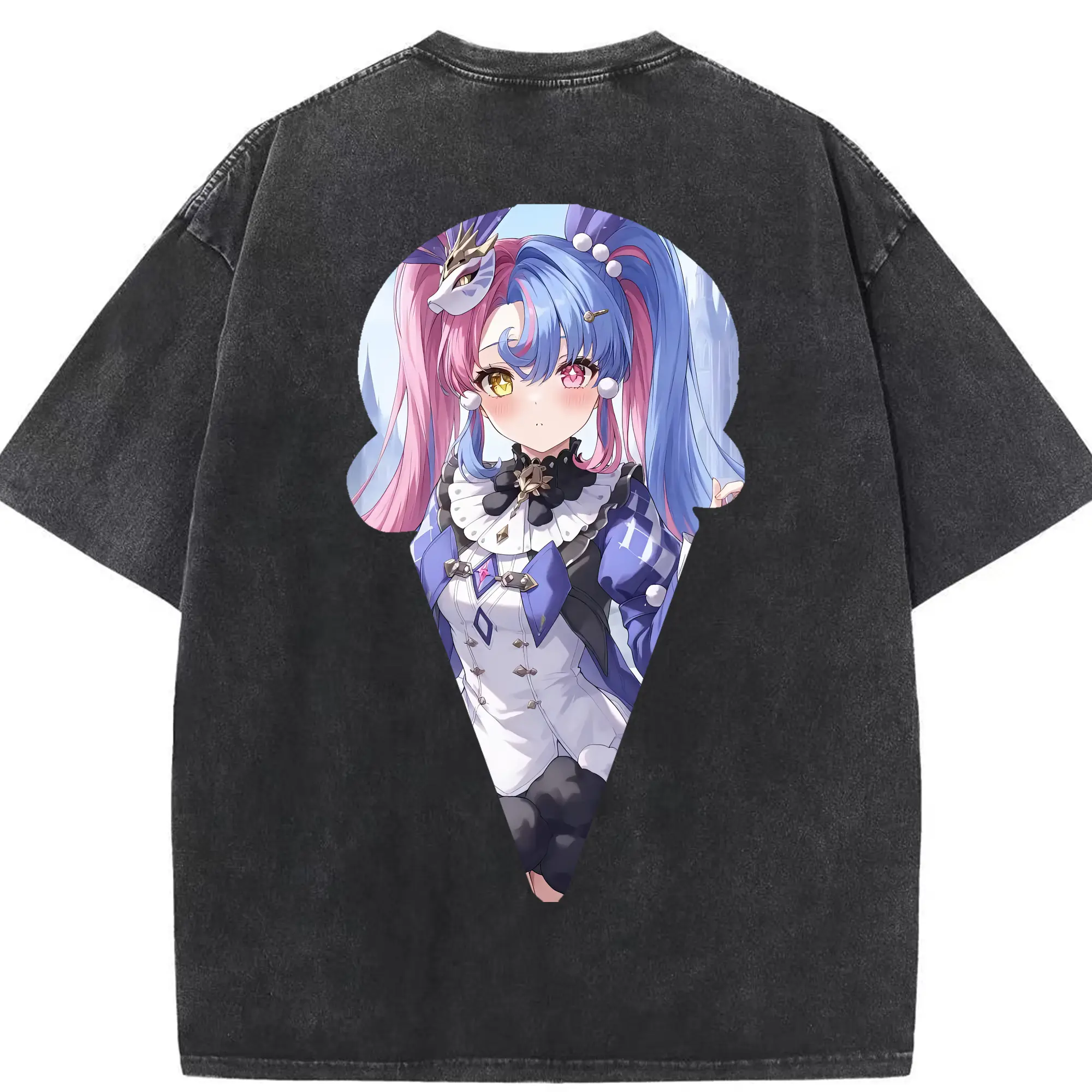 鳴潮 グッズ ロココ - 綿100％ ヴィンテージ風 半袖Tシャツ ・ 背面プリント ・ 柔らか肌触り ・ 通気性 快適 ・ スポーツ カジュアル 外出用