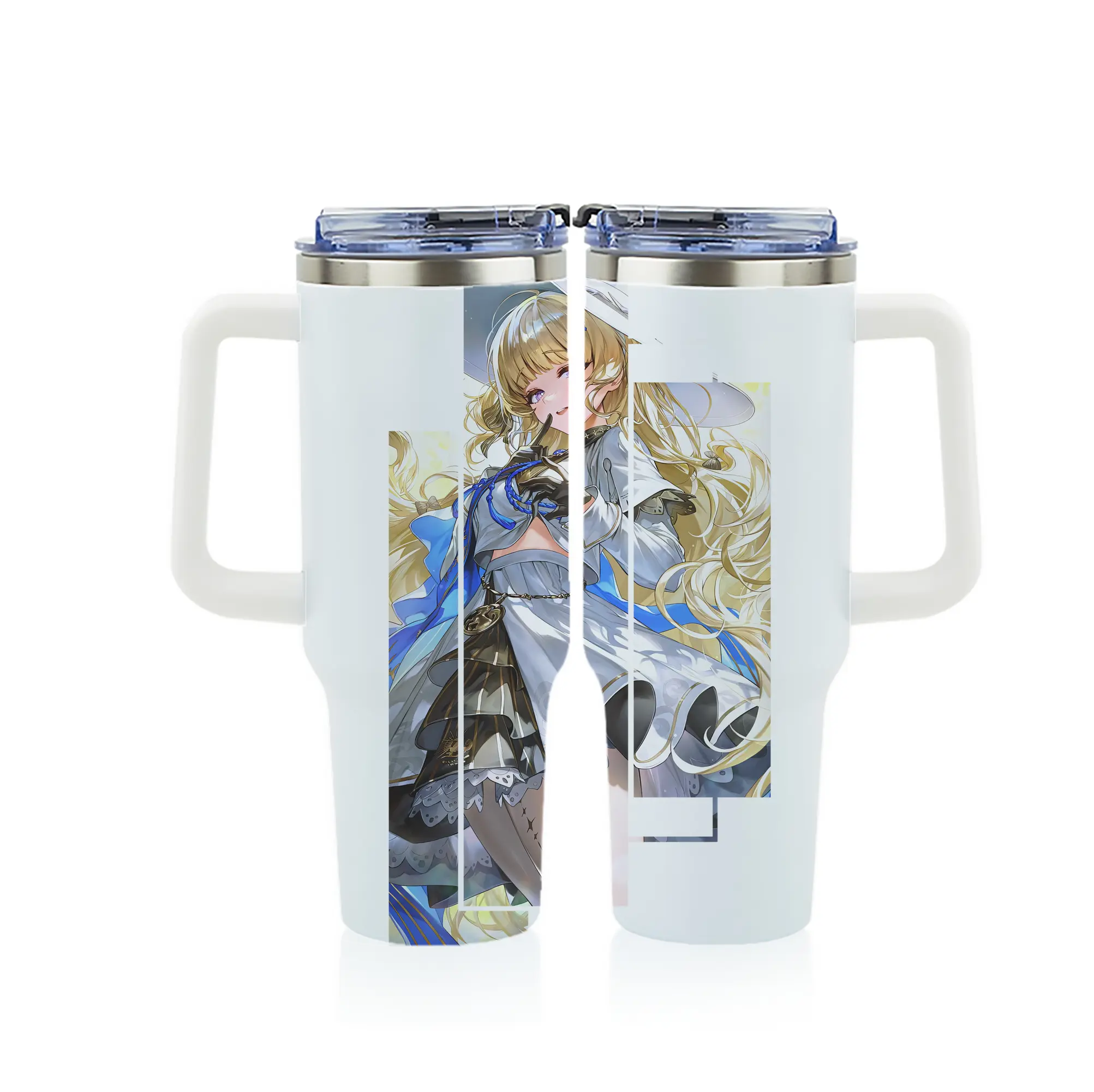 鳴潮 グッズ フィービー - 1200mL フルプリント車用タンブラー ・ 304ステンレス 内側 ・ 201ステンレス 外側 ・ 保温 保冷 ・ 通勤 ドライブ アウトドア用