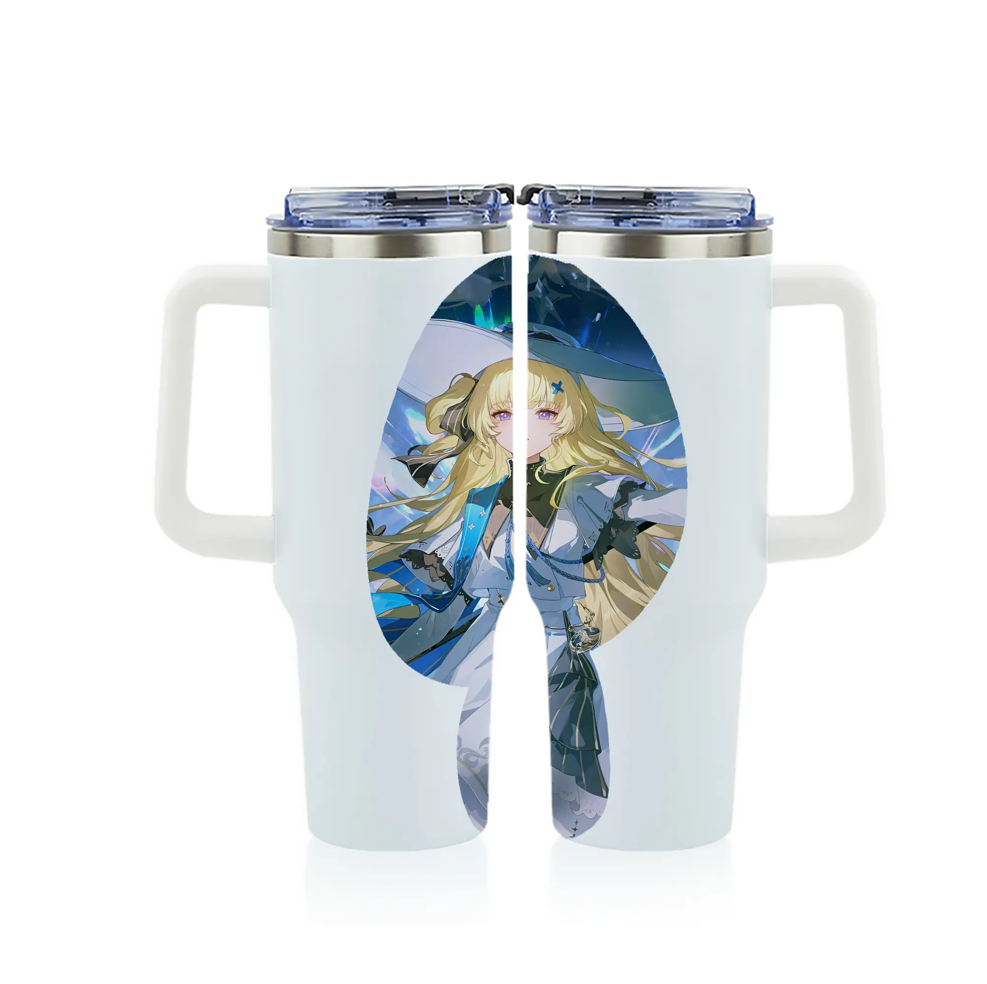 鳴潮 グッズ フィービー - 1200mL フルプリント車用タンブラー ・ 304ステンレス 内側 ・ 201ステンレス 外側 ・ 保温 保冷 ・ 通勤 ドライブ アウトドア用