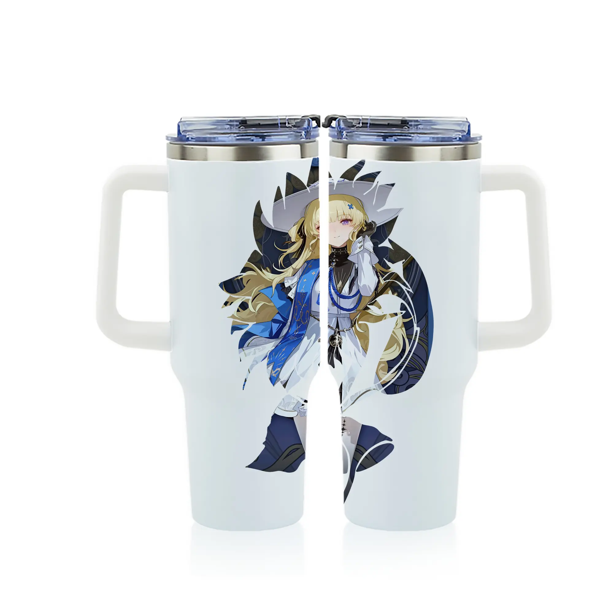 鳴潮 グッズ フィービー - 1200mL フルプリント車用タンブラー ・ 304ステンレス 内側 ・ 201ステンレス 外側 ・ 保温 保冷 ・ 通勤 ドライブ アウトドア用