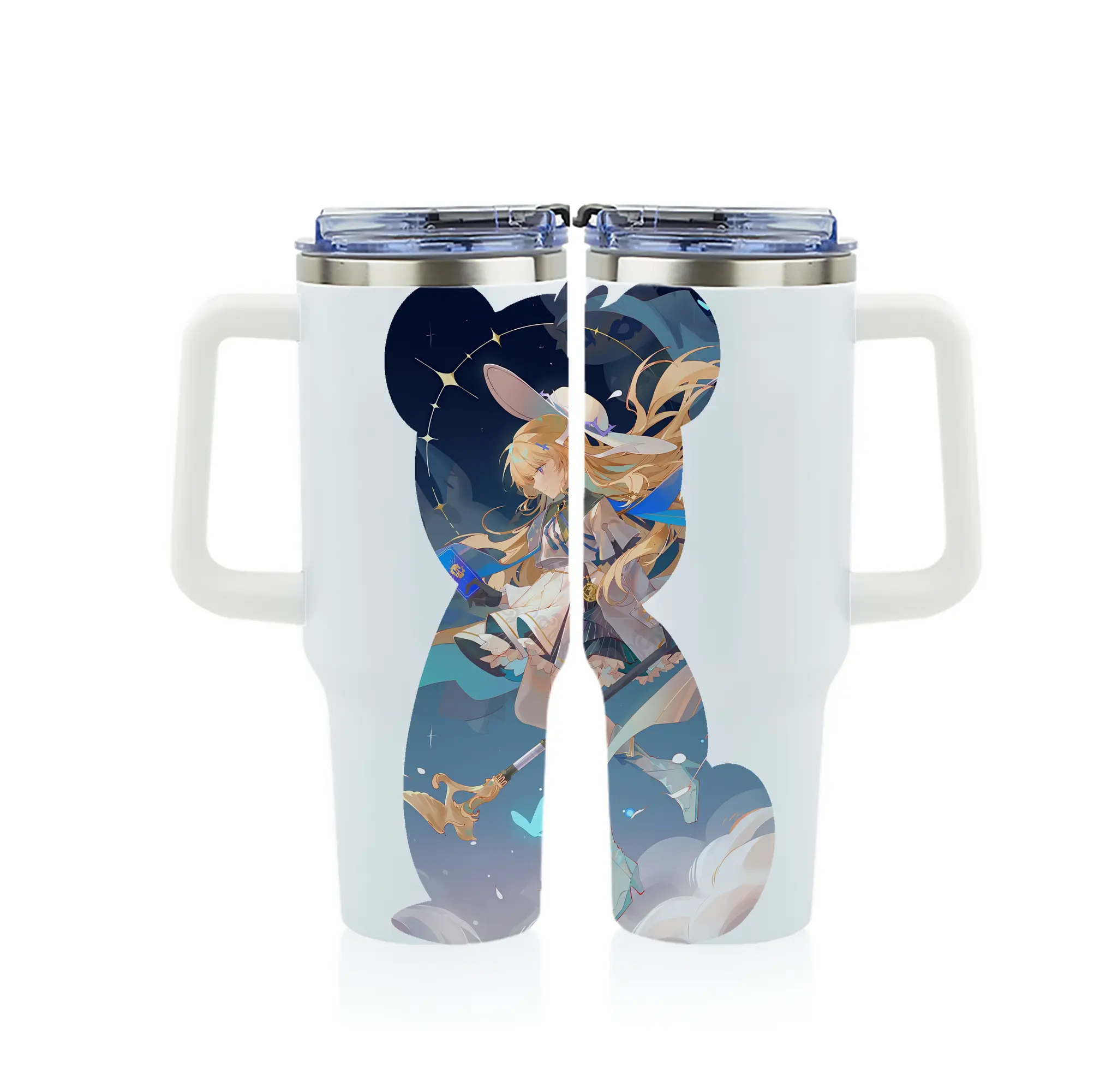 鳴潮 グッズ フィービー - 1200mL フルプリント車用タンブラー ・ 304ステンレス 内側 ・ 201ステンレス 外側 ・ 保温 保冷 ・ 通勤 ドライブ アウトドア用