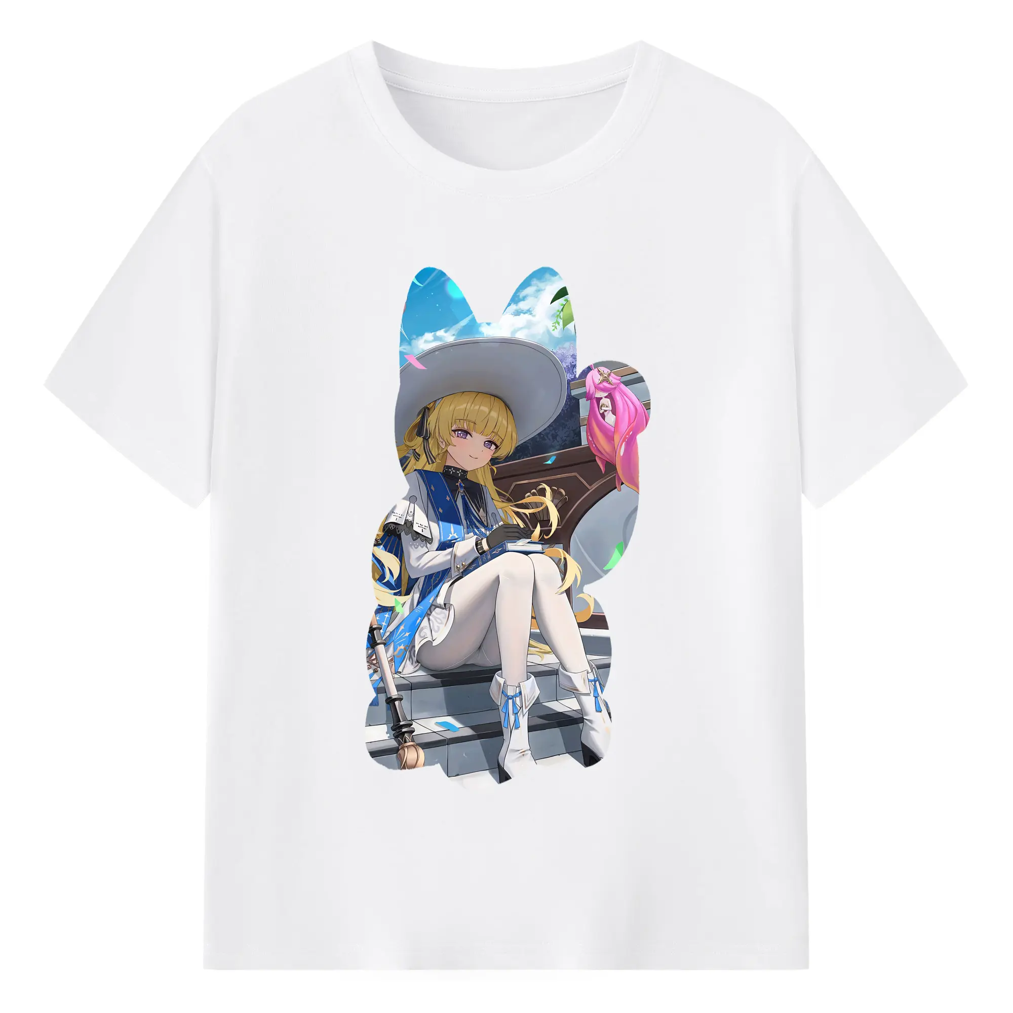 鳴潮 グッズ フィービー - 綿100％ 半袖Tシャツ ・ フロントプリント ・ 快適 通気性 ・ 日常使い 散歩 スポーツ用