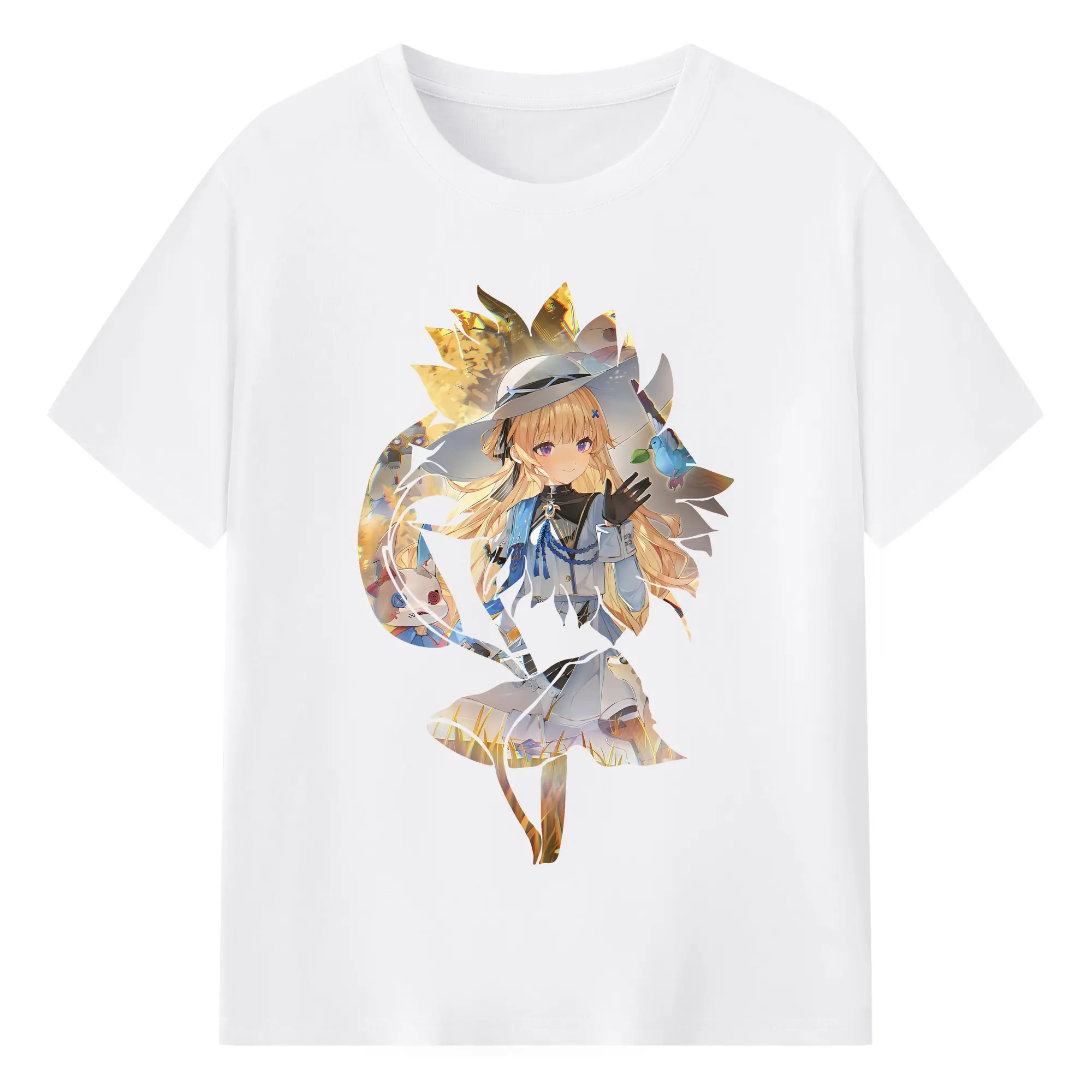 鳴潮 グッズ フィービー - 綿100％ 半袖Tシャツ ・ フロントプリント ・ 快適 通気性 ・ 日常使い 散歩 スポーツ用