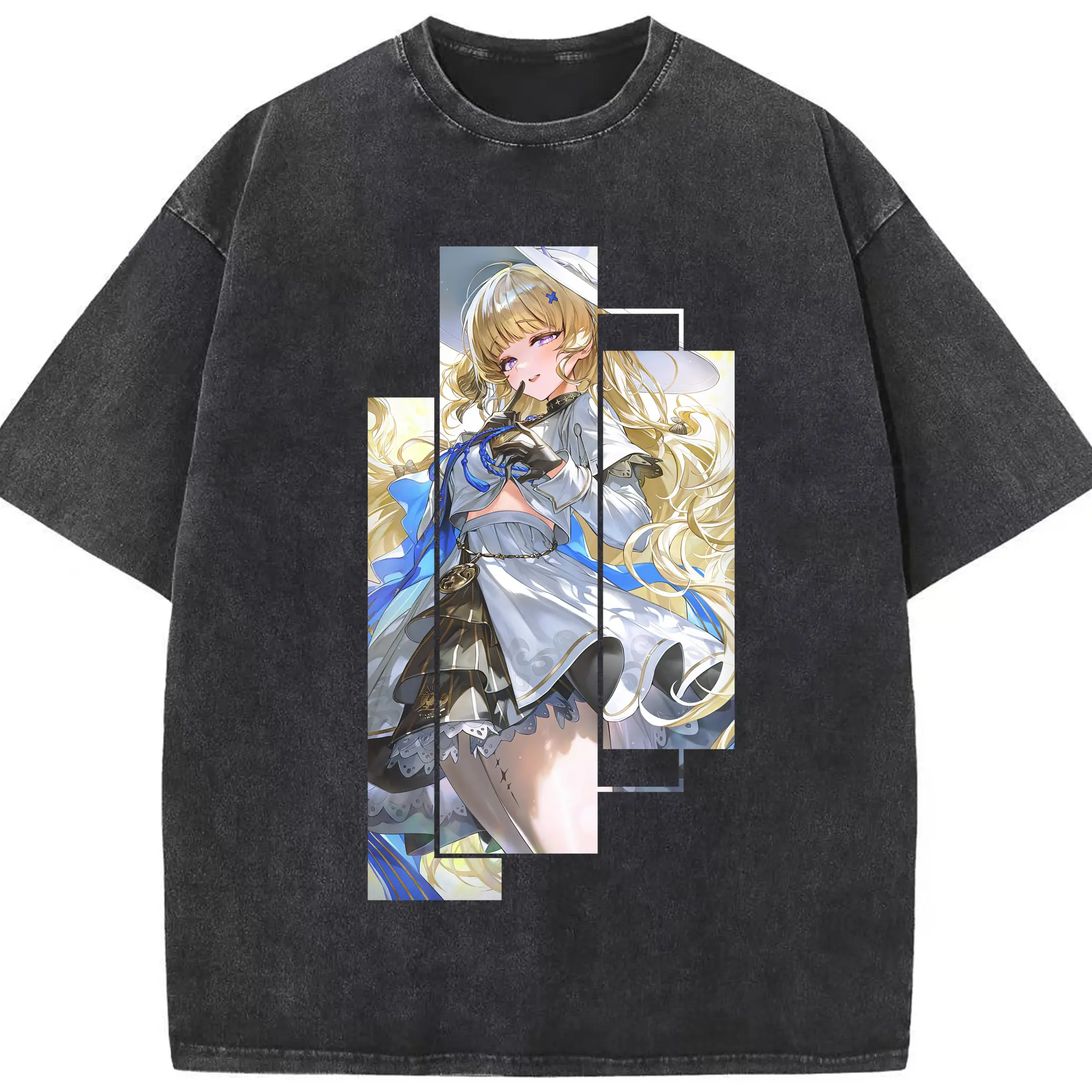 鳴潮 グッズ フィービー - 綿100％ ヴィンテージ風 半袖Tシャツ ・ フロントプリント ・ 柔らか肌触り ・ 通気性 快適 ・ スポーツ カジュアル 外出用