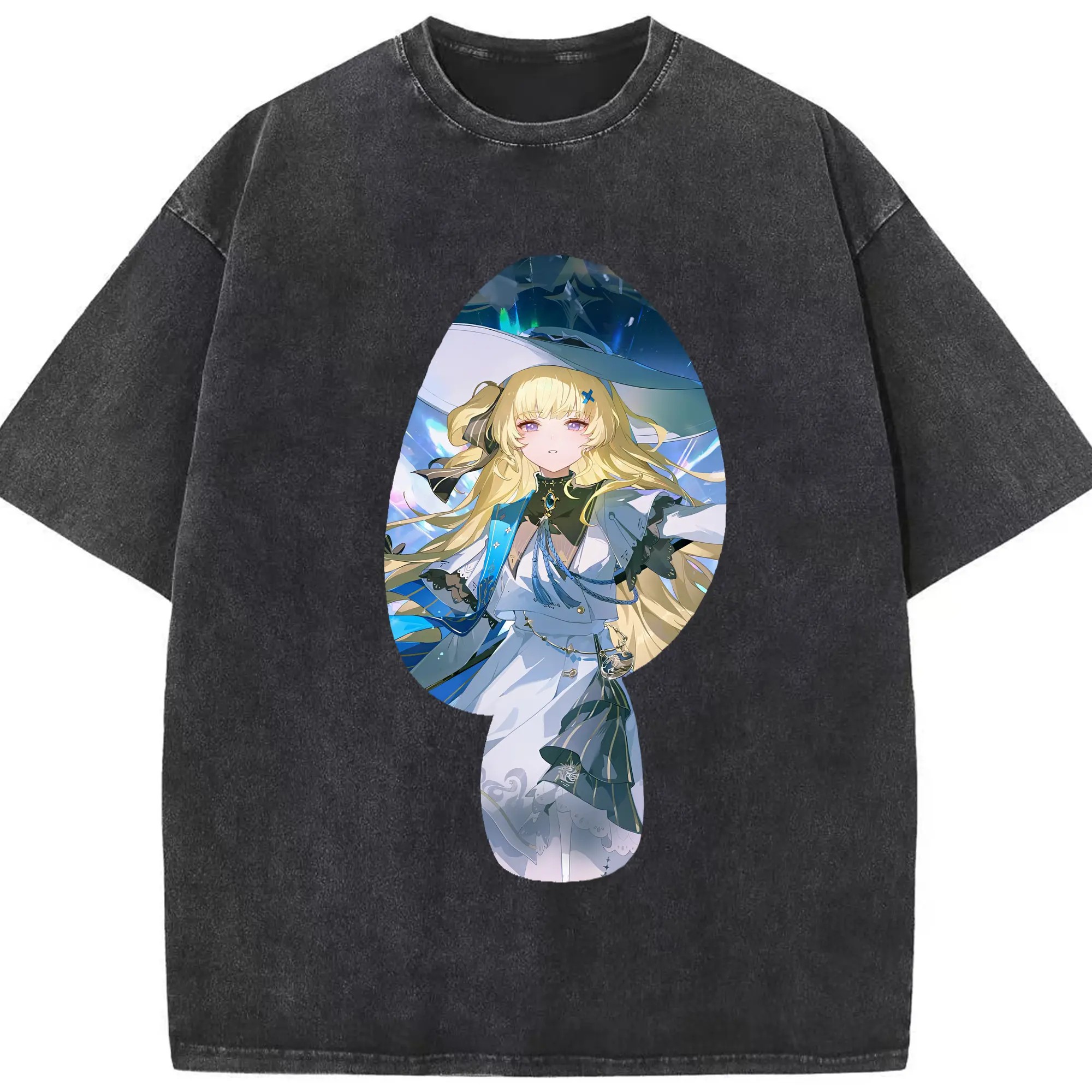 鳴潮 グッズ フィービー - 綿100％ ヴィンテージ風 半袖Tシャツ ・ フロントプリント ・ 柔らか肌触り ・ 通気性 快適 ・ スポーツ カジュアル 外出用