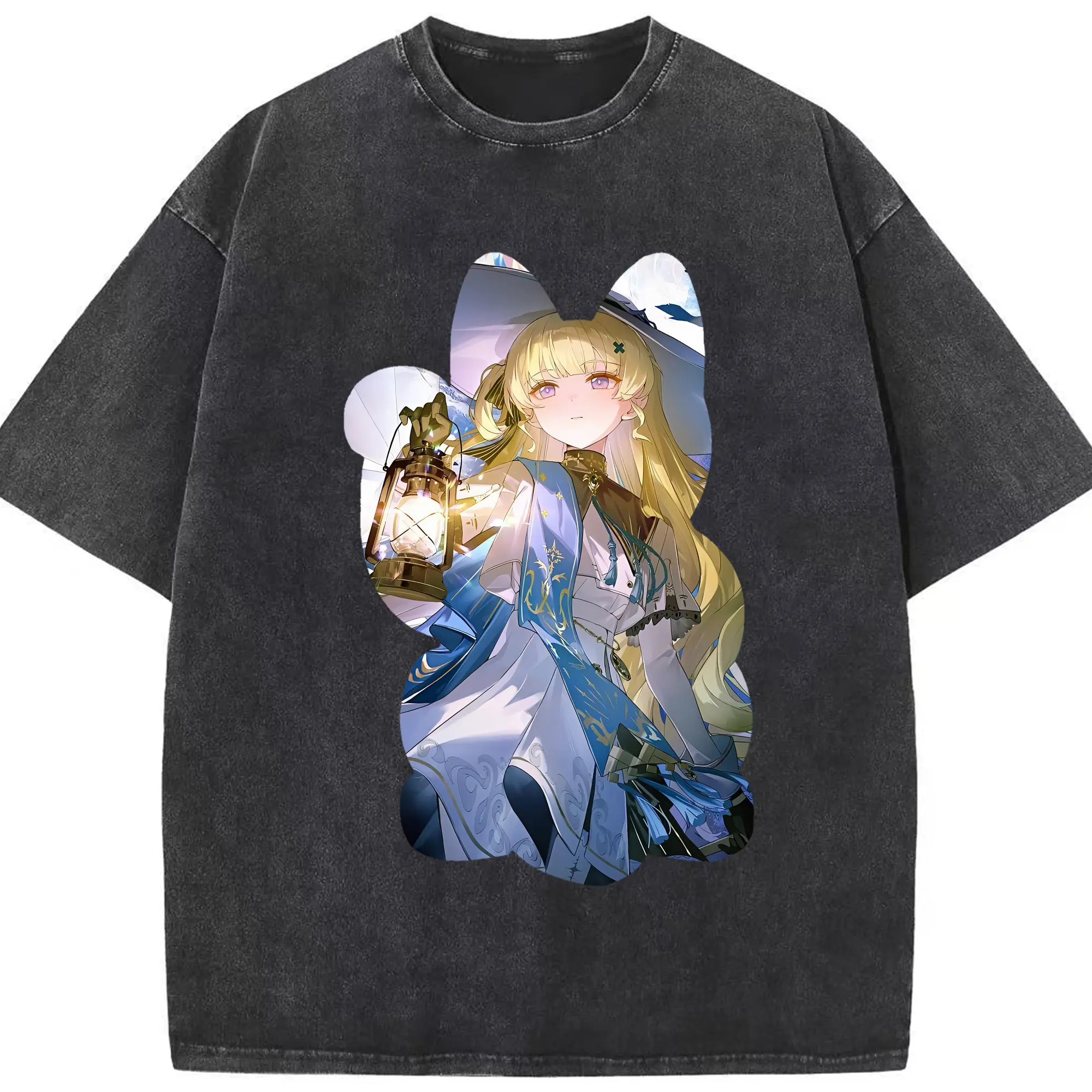 鳴潮 グッズ フィービー - 綿100％ ヴィンテージ風 半袖Tシャツ ・ フロントプリント ・ 柔らか肌触り ・ 通気性 快適 ・ スポーツ カジュアル 外出用