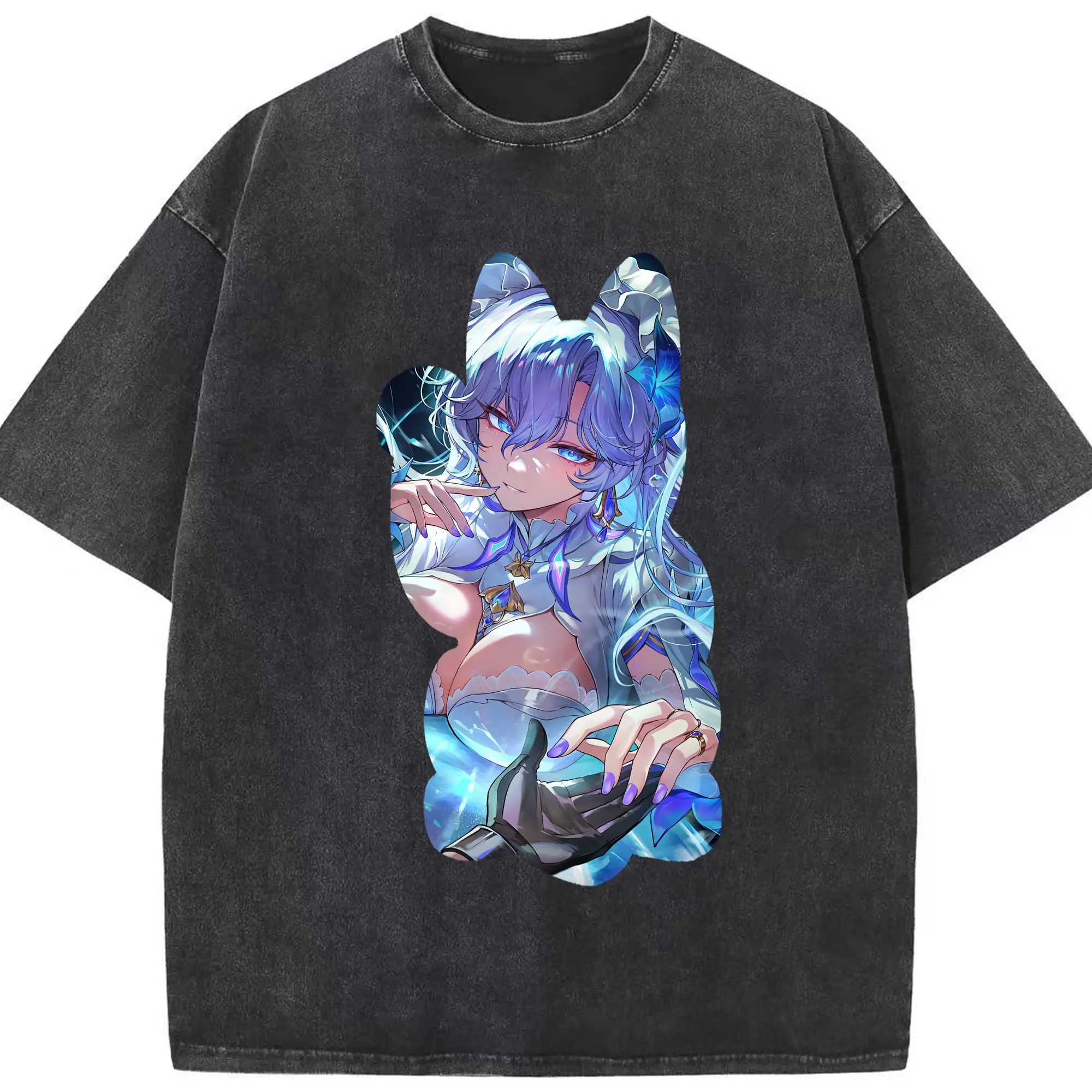 鳴潮 グッズ カンタレラ - 綿100％ ヴィンテージ風 半袖Tシャツ ・ フロントプリント ・ 柔らか肌触り ・ 通気性 快適 ・ スポーツ カジュアル 外出用