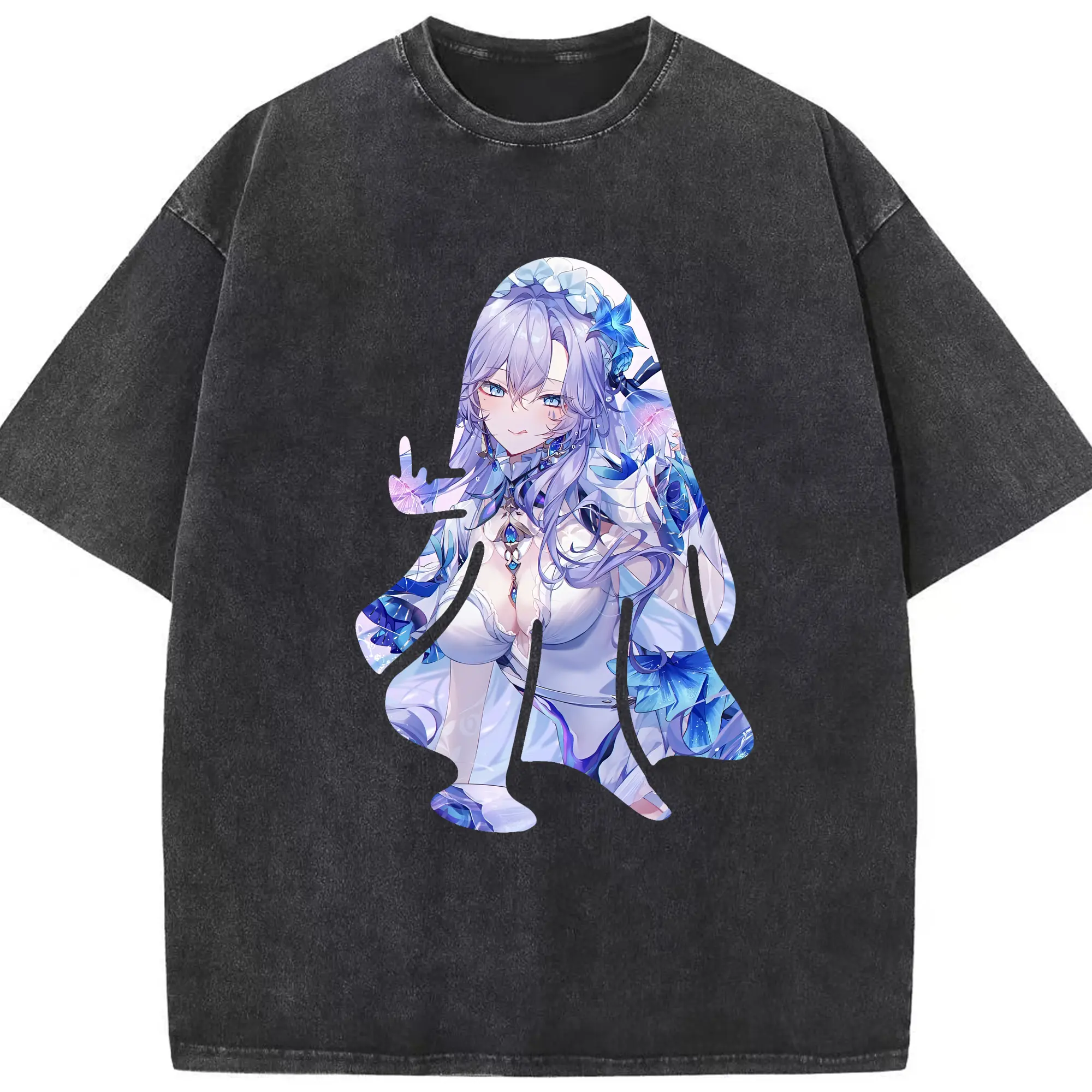 鳴潮 グッズ カンタレラ - 綿100％ ヴィンテージ風 半袖Tシャツ ・ フロントプリント ・ 柔らか肌触り ・ 通気性 快適 ・ スポーツ カジュアル 外出用