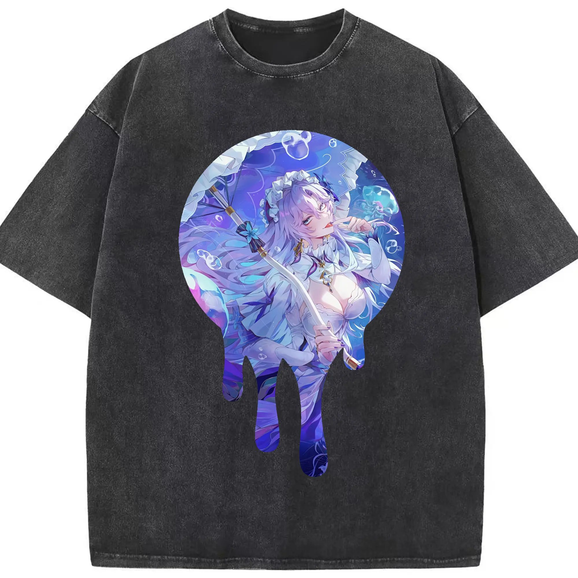 鳴潮 グッズ カンタレラ - 綿100％ ヴィンテージ風 半袖Tシャツ ・ フロントプリント ・ 柔らか肌触り ・ 通気性 快適 ・ スポーツ カジュアル 外出用