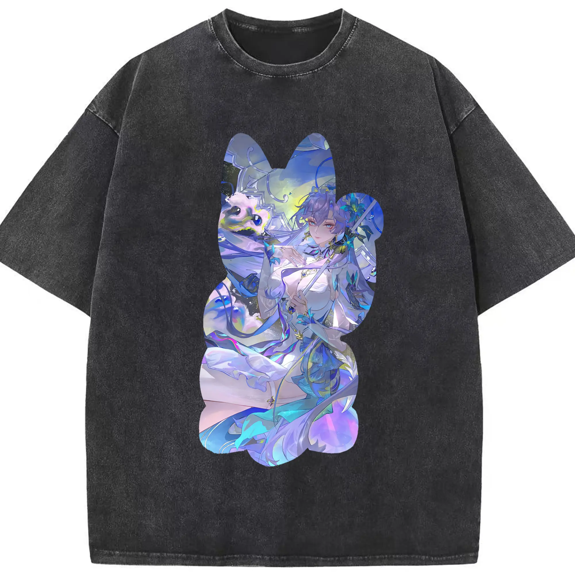 鳴潮 グッズ カンタレラ - 綿100％ ヴィンテージ風 半袖Tシャツ ・ フロントプリント ・ 柔らか肌触り ・ 通気性 快適 ・ スポーツ カジュアル 外出用