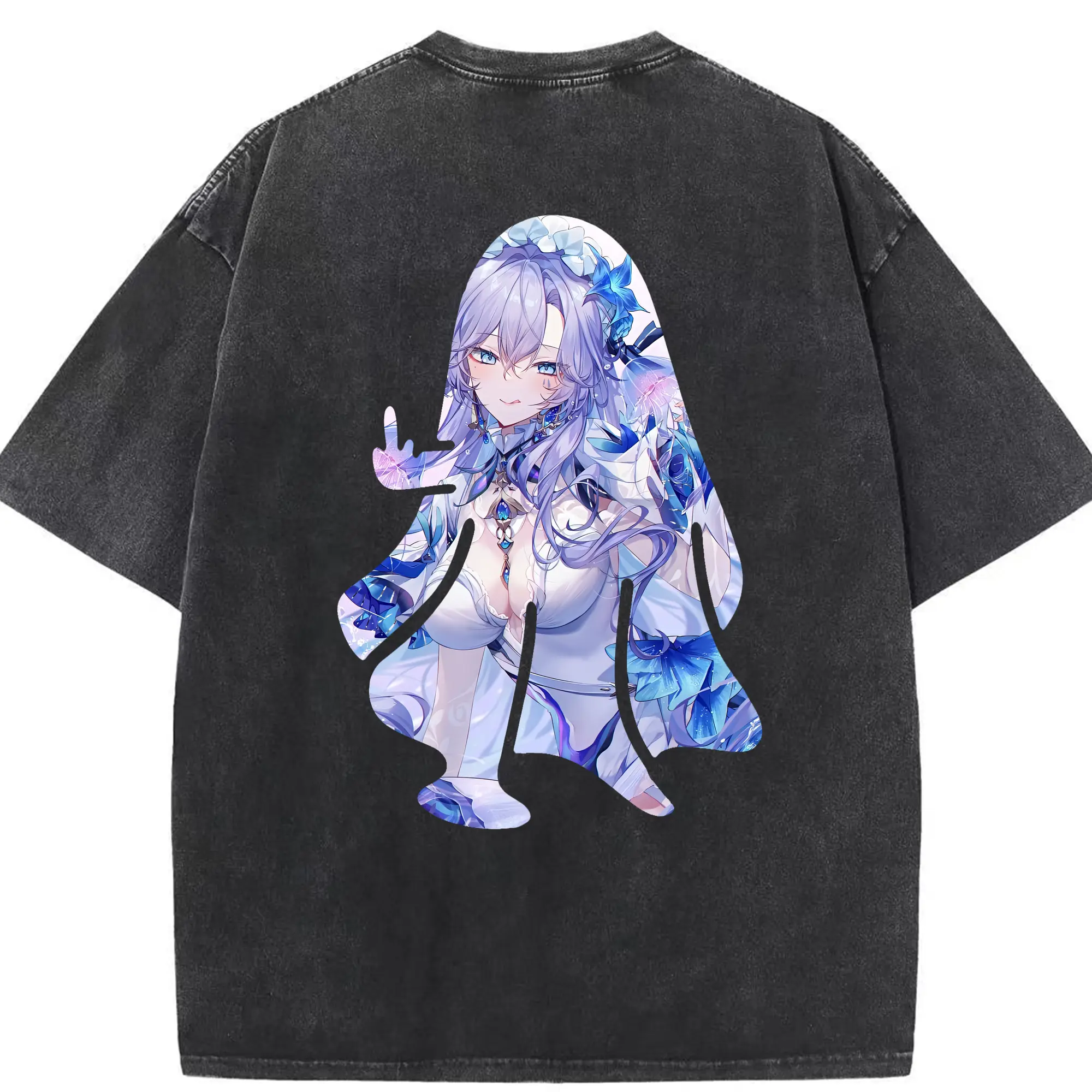 鳴潮 グッズ カンタレラ - 綿100％ ヴィンテージ風 半袖Tシャツ ・ 背面プリント ・ 柔らか肌触り ・ 通気性 快適 ・ スポーツ カジュアル 外出用