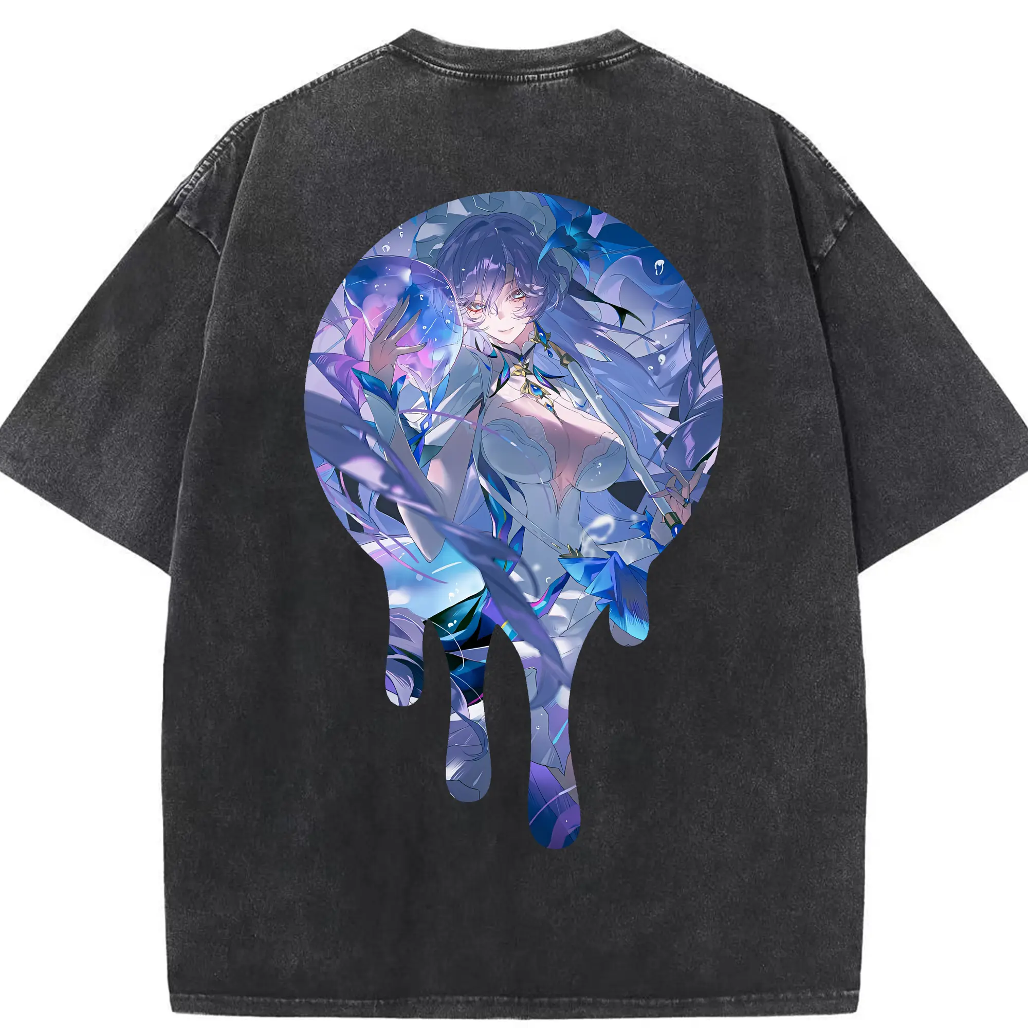 鳴潮 グッズ カンタレラ - 綿100％ ヴィンテージ風 半袖Tシャツ ・ 背面プリント ・ 柔らか肌触り ・ 通気性 快適 ・ スポーツ カジュアル 外出用