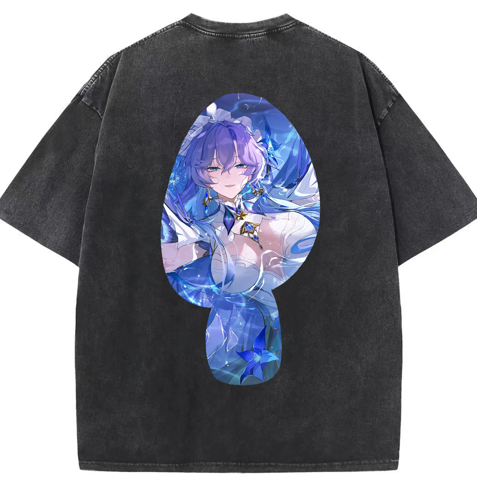 鳴潮 グッズ カンタレラ - 綿100％ ヴィンテージ風 半袖Tシャツ ・ 背面プリント ・ 柔らか肌触り ・ 通気性 快適 ・ スポーツ カジュアル 外出用