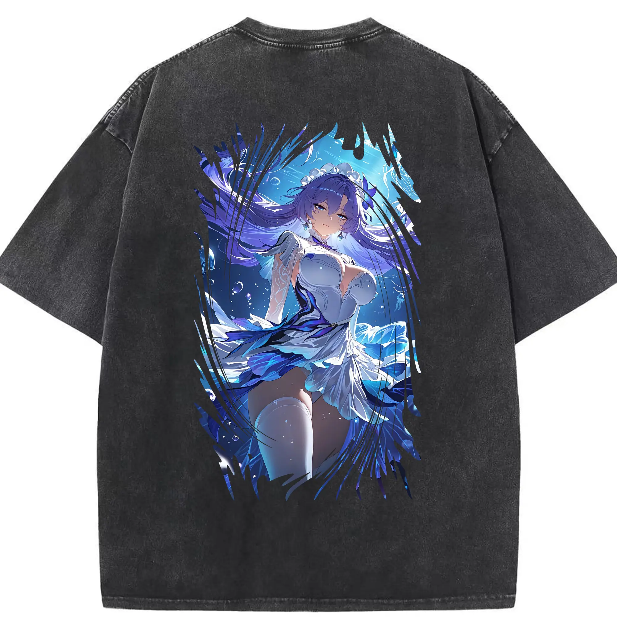 鳴潮 グッズ カンタレラ - 綿100％ ヴィンテージ風 半袖Tシャツ ・ 背面プリント ・ 柔らか肌触り ・ 通気性 快適 ・ スポーツ カジュアル 外出用