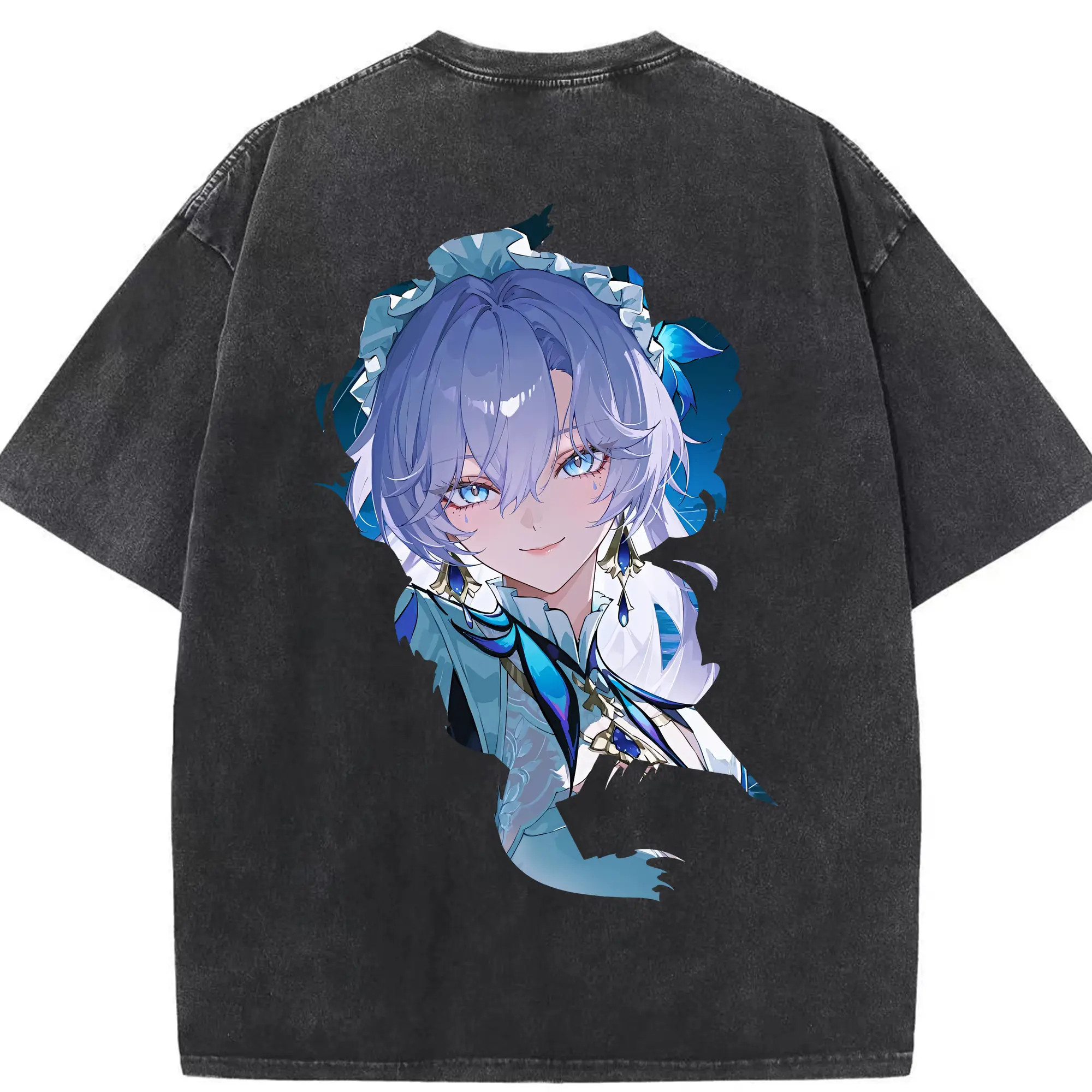 鳴潮 グッズ カンタレラ - 綿100％ ヴィンテージ風 半袖Tシャツ ・ 背面プリント ・ 柔らか肌触り ・ 通気性 快適 ・ スポーツ カジュアル 外出用