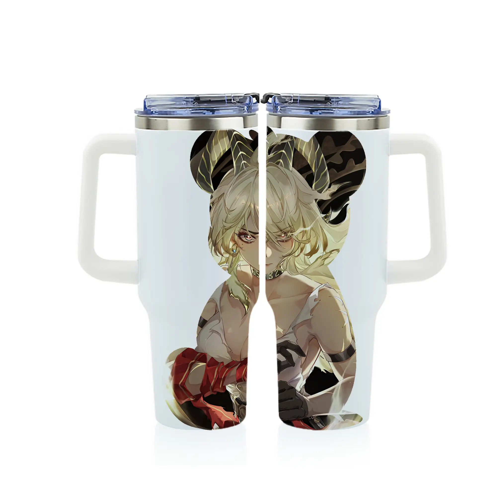 鳴潮 グッズ ザンニー - 1200mL フルプリント車用タンブラー ・ 304ステンレス 内側 ・ 201ステンレス 外側 ・ 保温 保冷 ・ 通勤 ドライブ アウトドア用