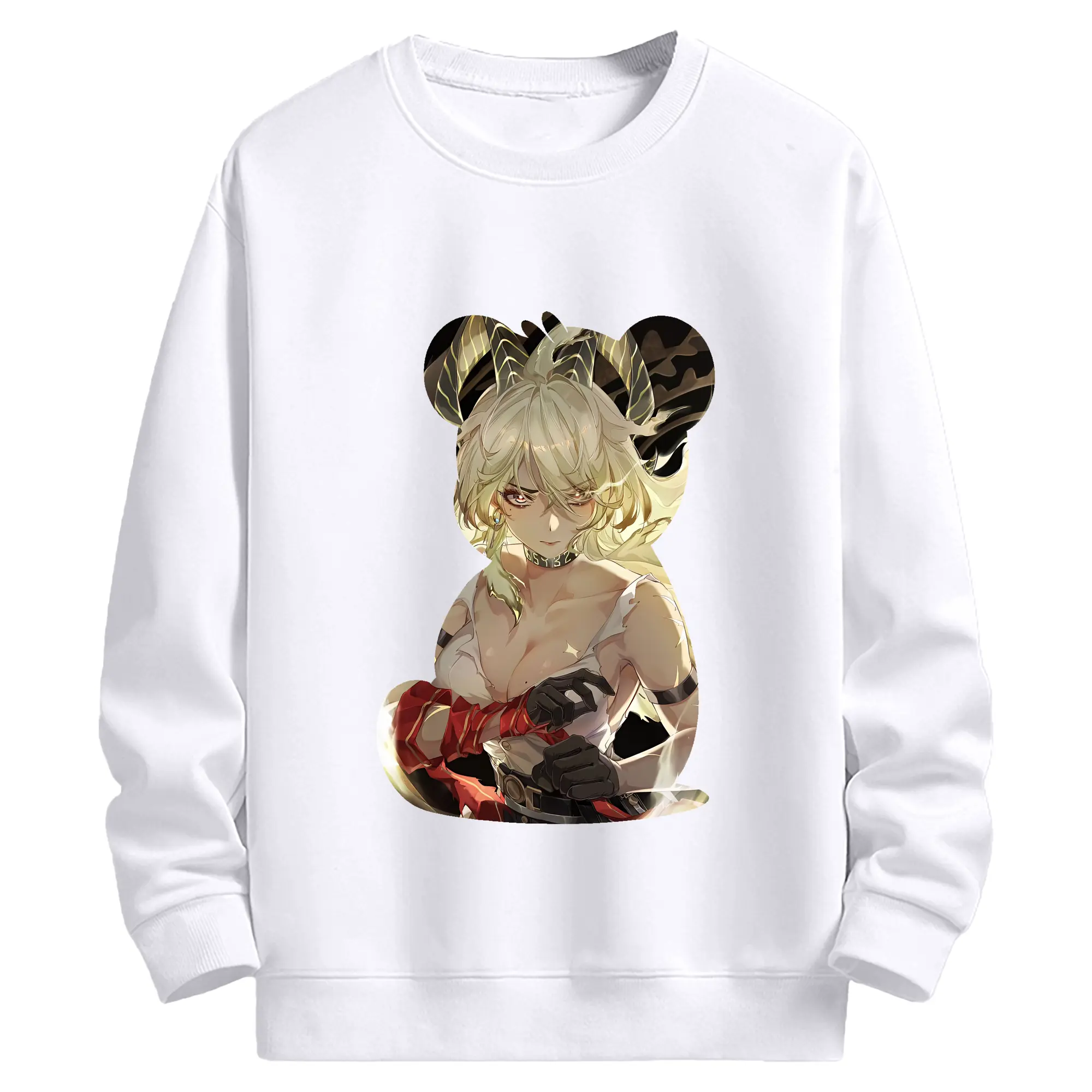 鳴潮 グッズ ザンニー - 高品質 クルーネック スウェット ・ コットン59％ ポリエステル41％ ・ ユニセックス 長袖 トレーナー ・ カジュアル デイリー スポーツ 散歩用