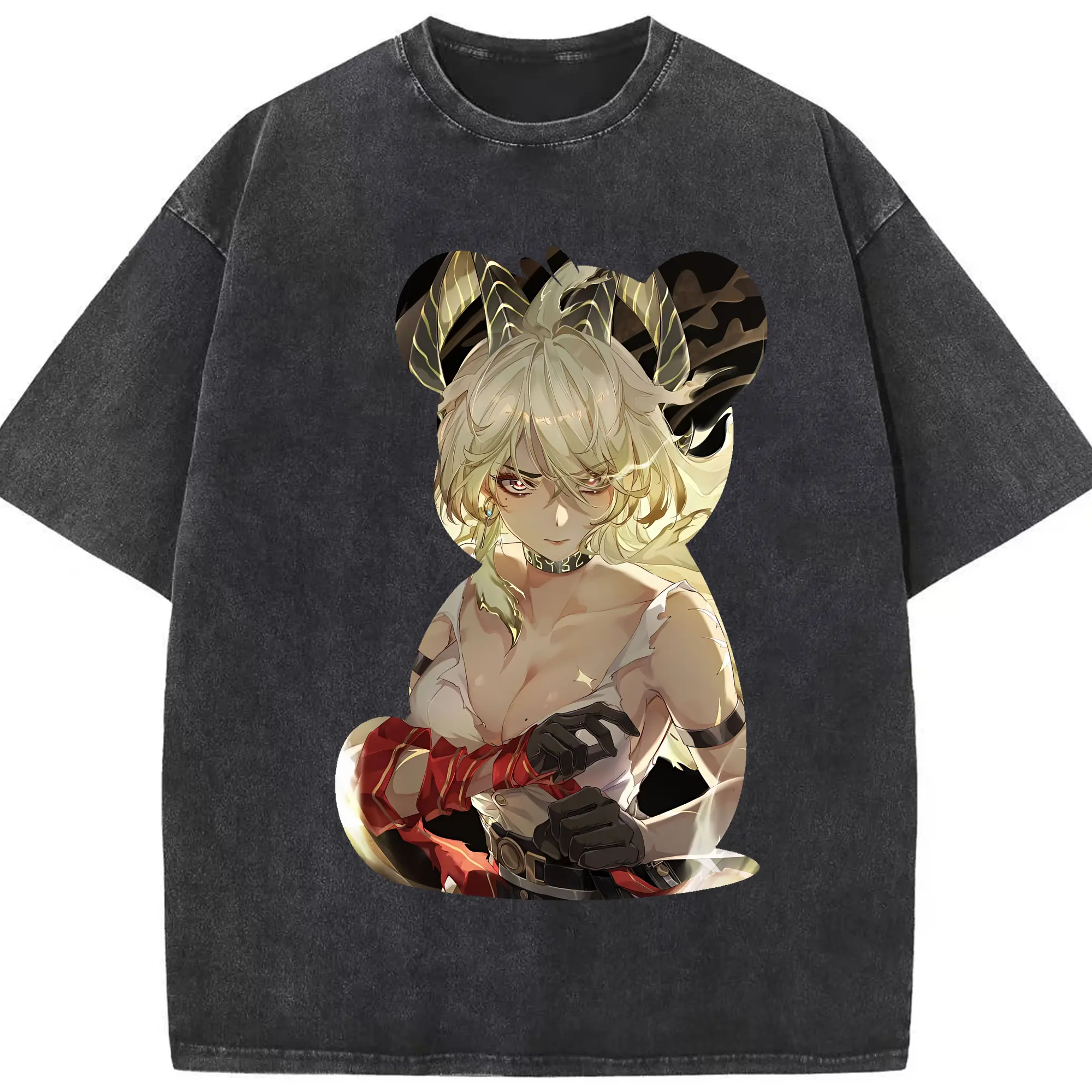 鳴潮 グッズ ザンニー - 綿100％ ヴィンテージ風 半袖Tシャツ ・ フロントプリント ・ 柔らか肌触り ・ 通気性 快適 ・ スポーツ カジュアル 外出用