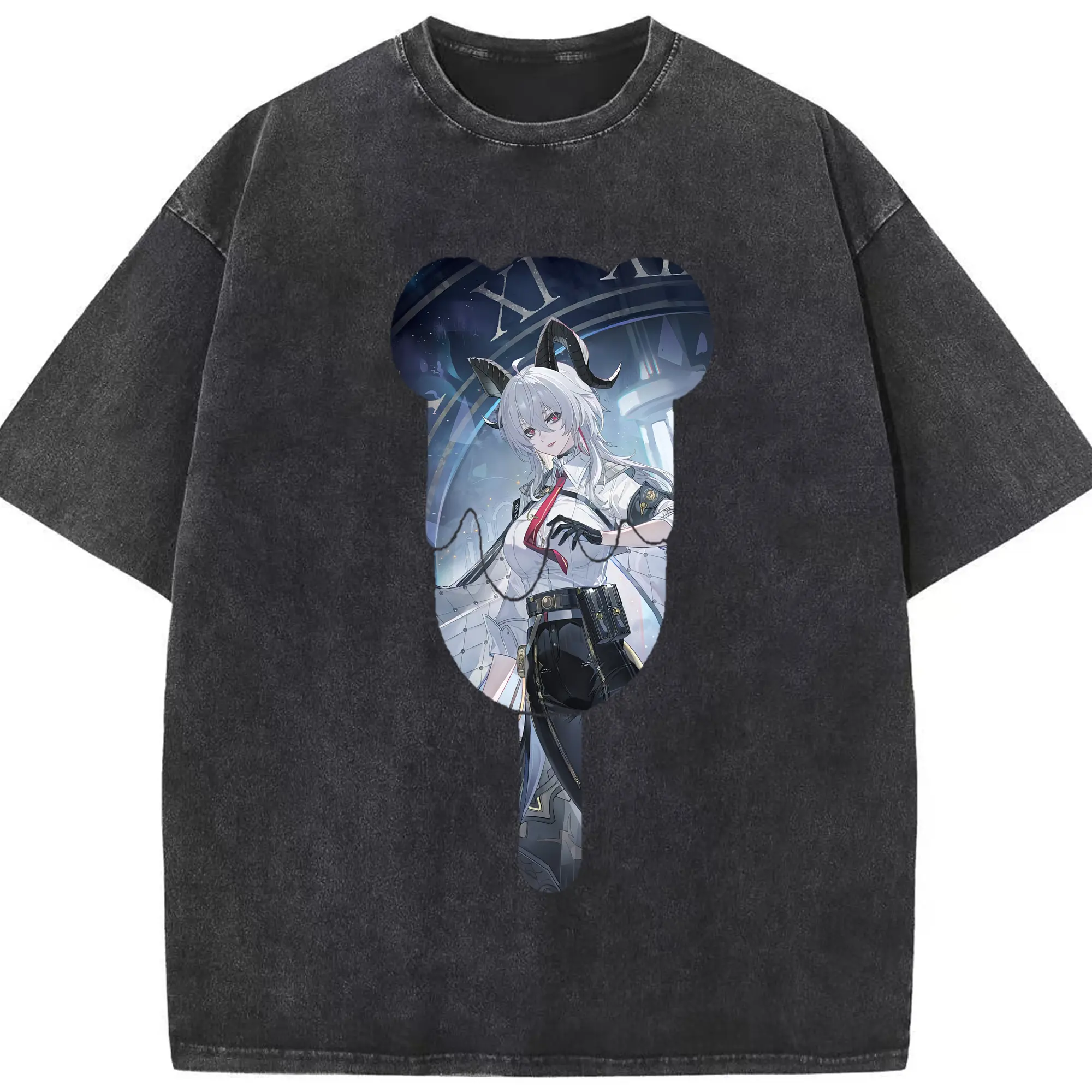 鳴潮 グッズ ザンニー - 綿100％ ヴィンテージ風 半袖Tシャツ ・ フロントプリント ・ 柔らか肌触り ・ 通気性 快適 ・ スポーツ カジュアル 外出用