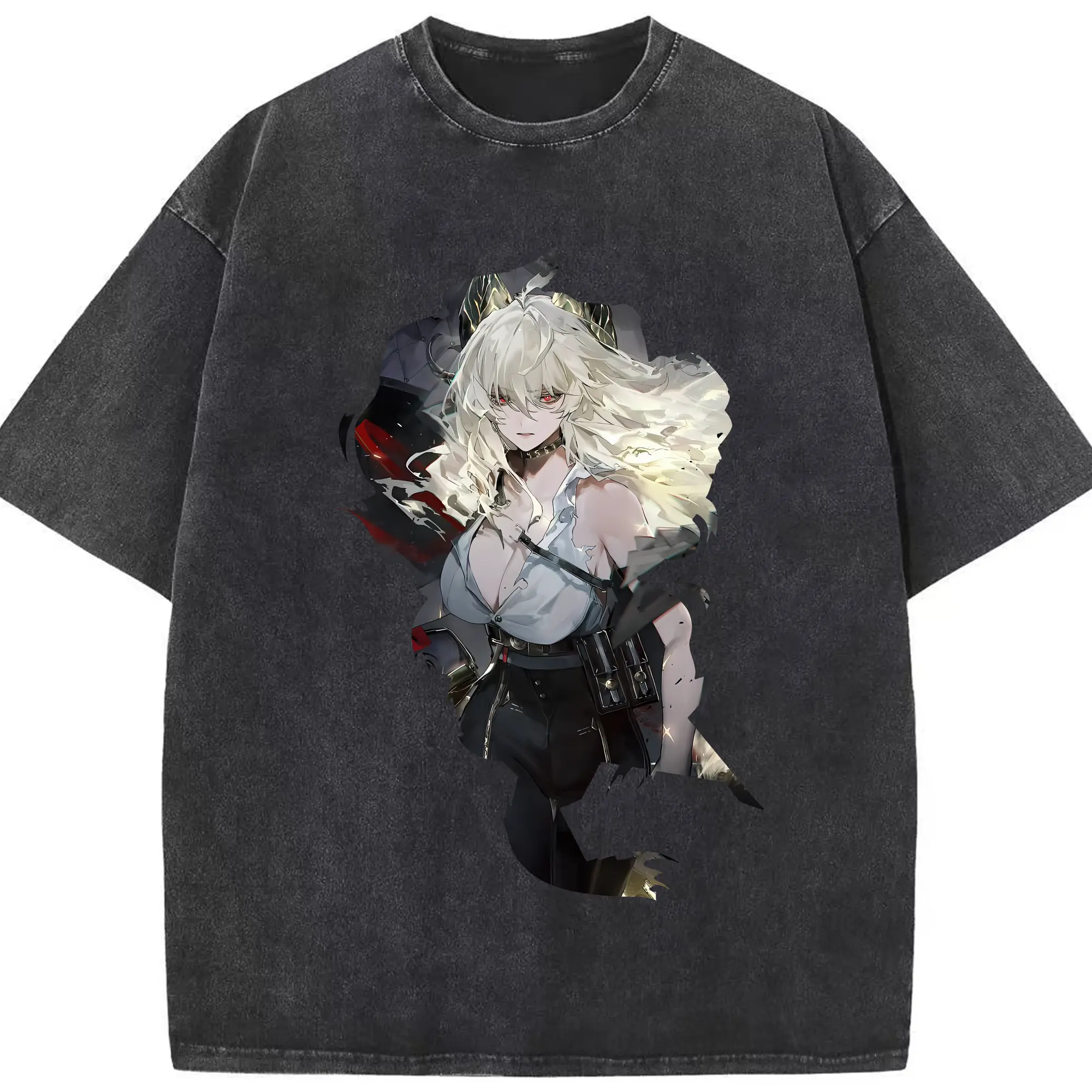 鳴潮 グッズ ザンニー - 綿100％ ヴィンテージ風 半袖Tシャツ ・ フロントプリント ・ 柔らか肌触り ・ 通気性 快適 ・ スポーツ カジュアル 外出用