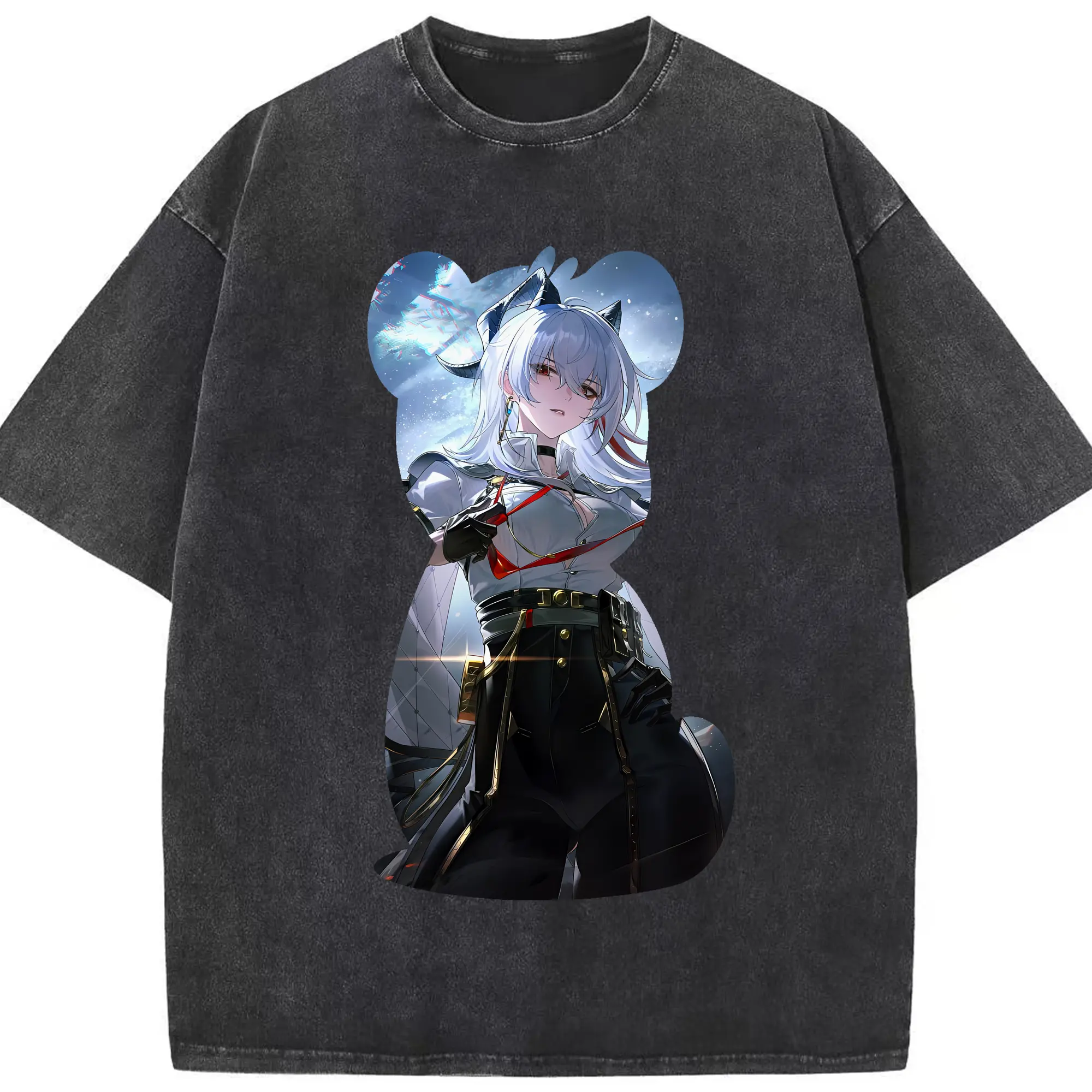 鳴潮 グッズ ザンニー - 綿100％ ヴィンテージ風 半袖Tシャツ ・ フロントプリント ・ 柔らか肌触り ・ 通気性 快適 ・ スポーツ カジュアル 外出用