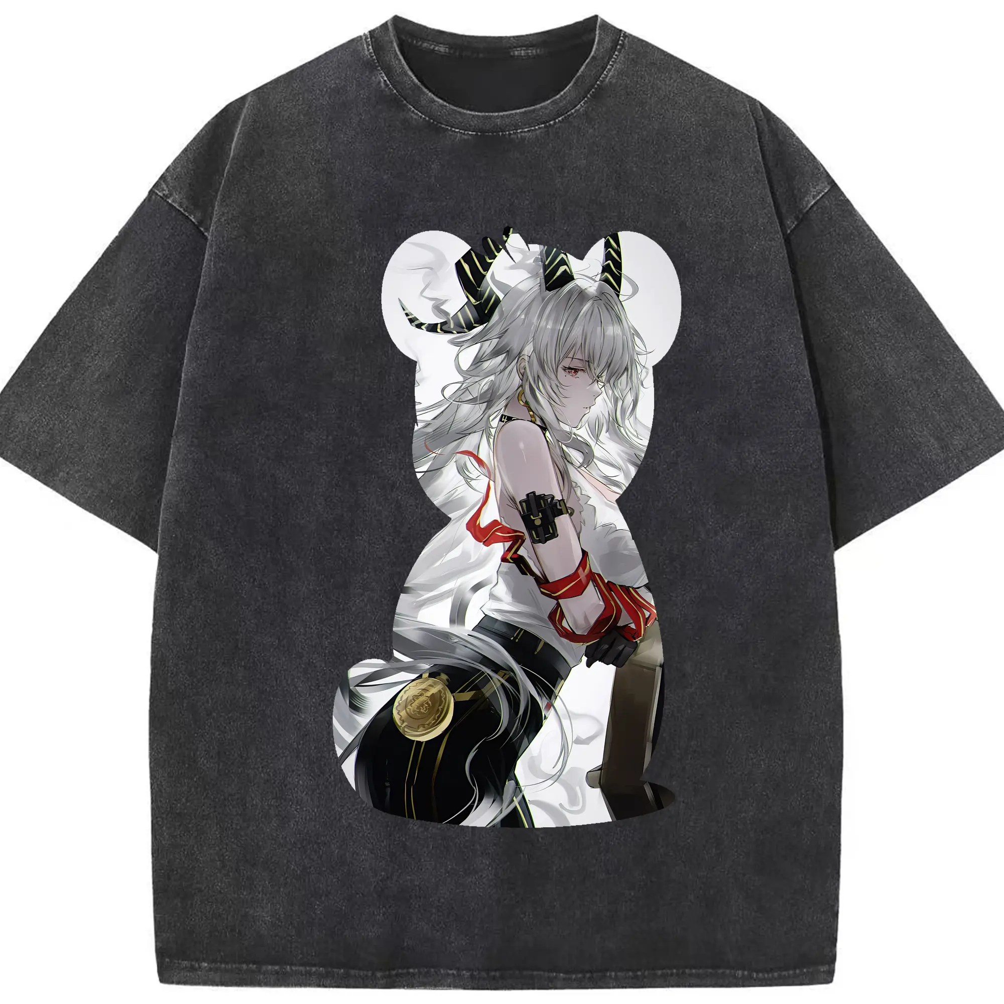 鳴潮 グッズ ザンニー - 綿100％ ヴィンテージ風 半袖Tシャツ ・ フロントプリント ・ 柔らか肌触り ・ 通気性 快適 ・ スポーツ カジュアル 外出用