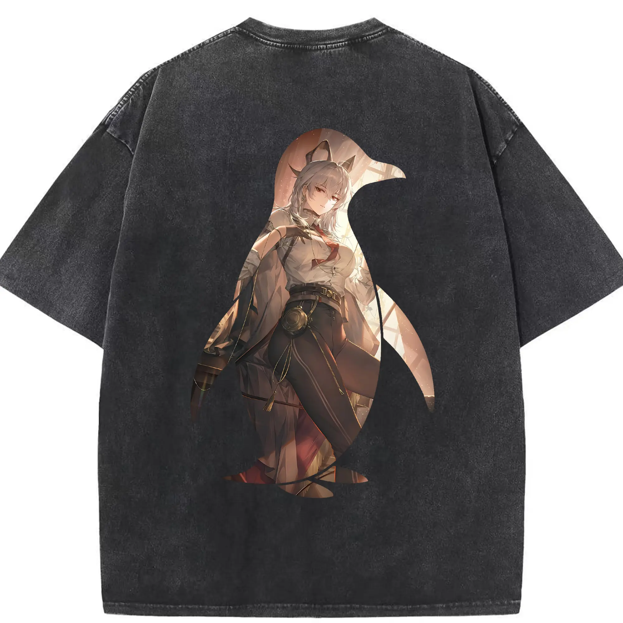 鳴潮 グッズ ザンニー - 綿100％ ヴィンテージ風 半袖Tシャツ ・ 背面プリント ・ 柔らか肌触り ・ 通気性 快適 ・ スポーツ カジュアル 外出用