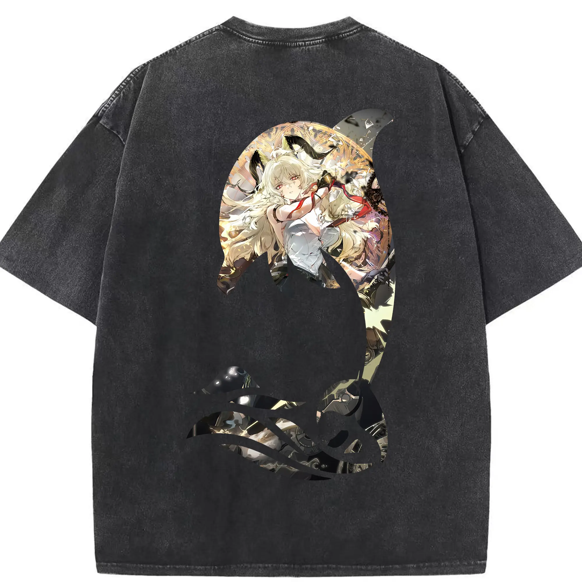 鳴潮 グッズ ザンニー - 綿100％ ヴィンテージ風 半袖Tシャツ ・ 背面プリント ・ 柔らか肌触り ・ 通気性 快適 ・ スポーツ カジュアル 外出用