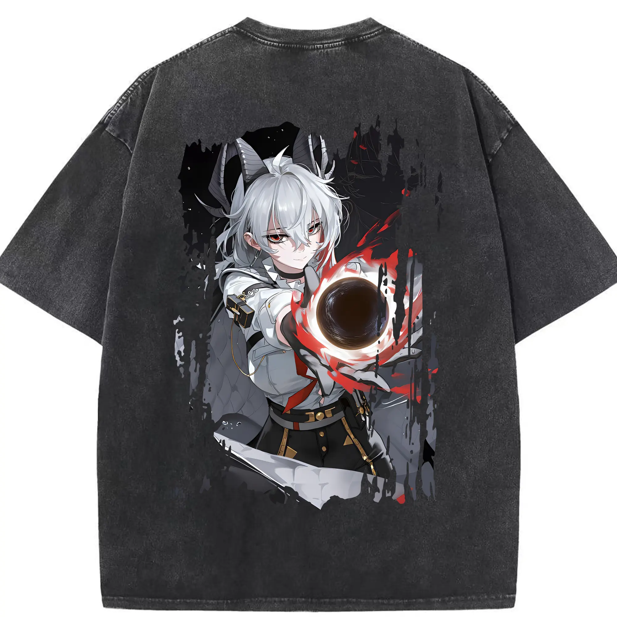 鳴潮 グッズ ザンニー - 綿100％ ヴィンテージ風 半袖Tシャツ ・ 背面プリント ・ 柔らか肌触り ・ 通気性 快適 ・ スポーツ カジュアル 外出用