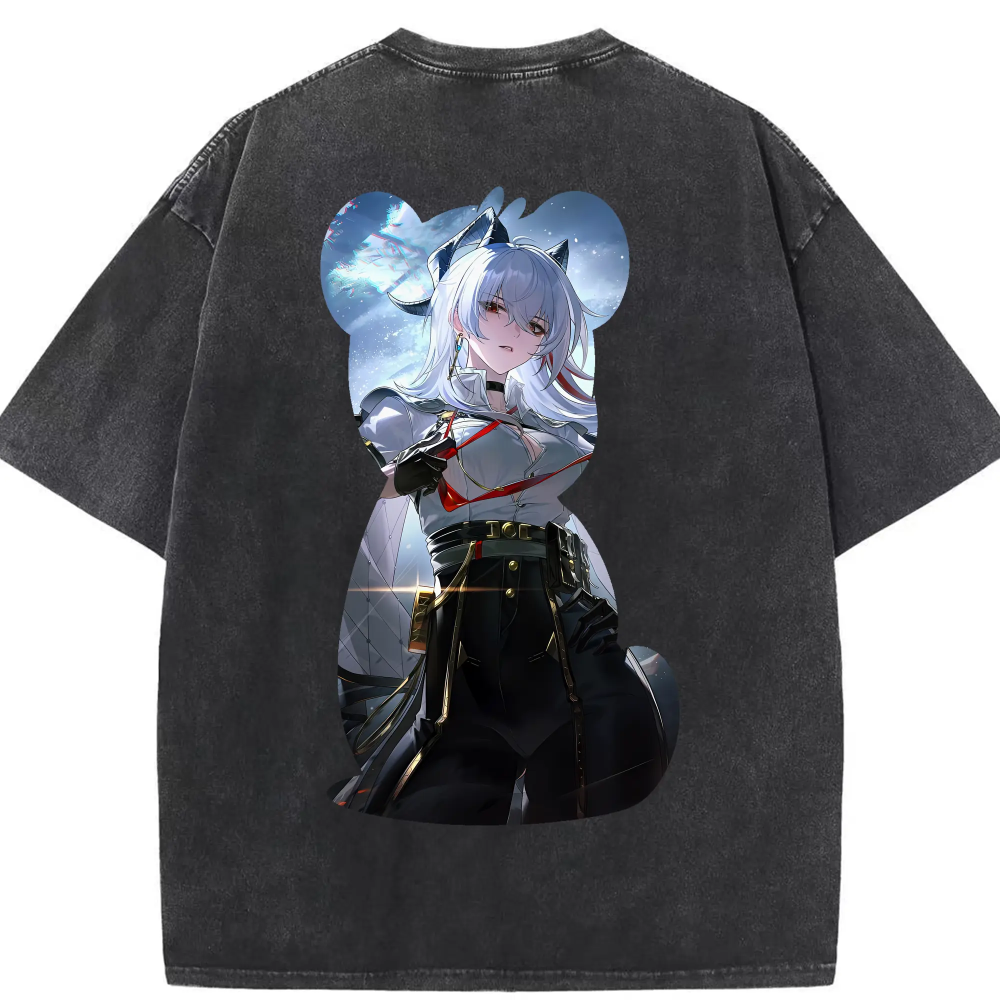 鳴潮 グッズ ザンニー - 綿100％ ヴィンテージ風 半袖Tシャツ ・ 背面プリント ・ 柔らか肌触り ・ 通気性 快適 ・ スポーツ カジュアル 外出用