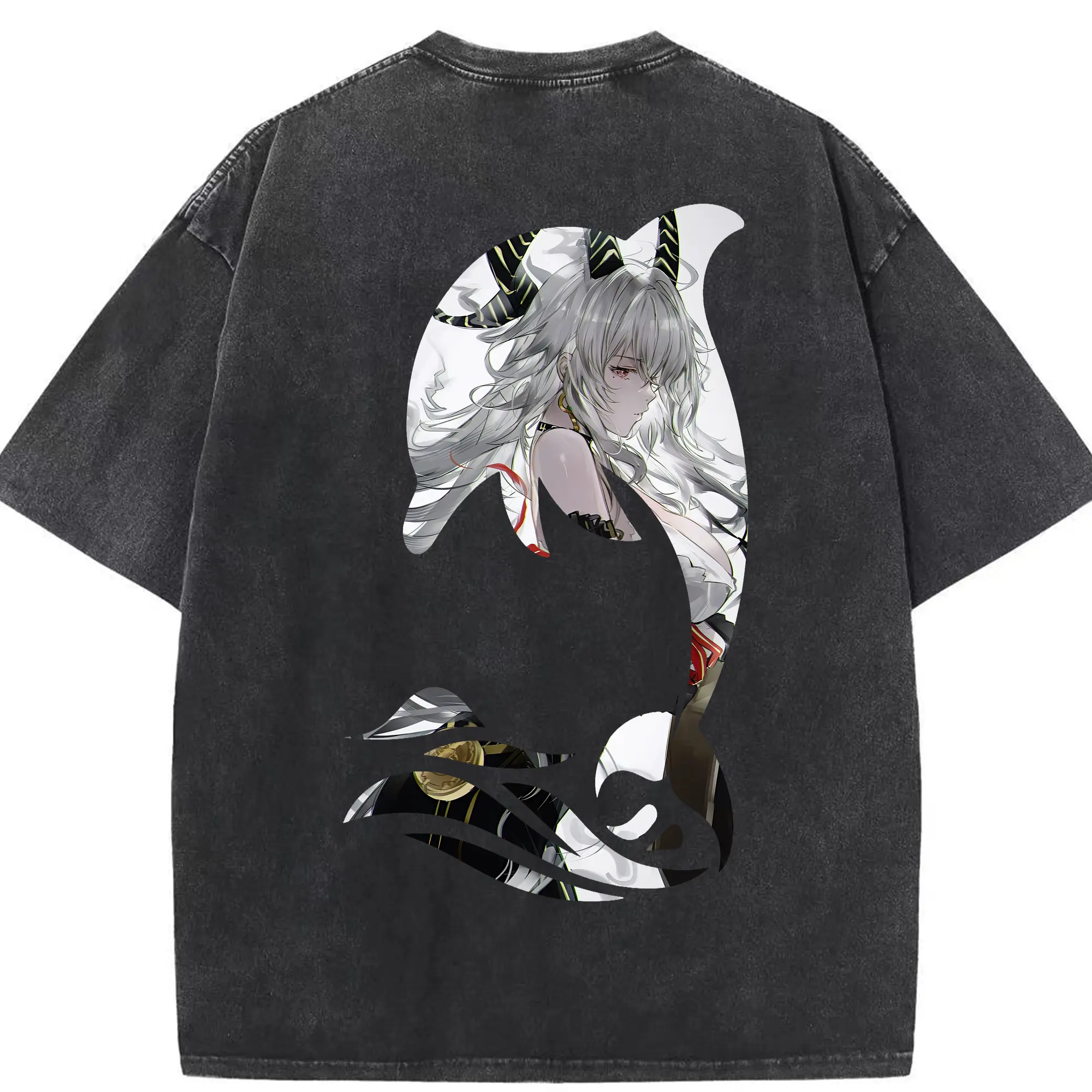 鳴潮 グッズ ザンニー - 綿100％ ヴィンテージ風 半袖Tシャツ ・ 背面プリント ・ 柔らか肌触り ・ 通気性 快適 ・ スポーツ カジュアル 外出用