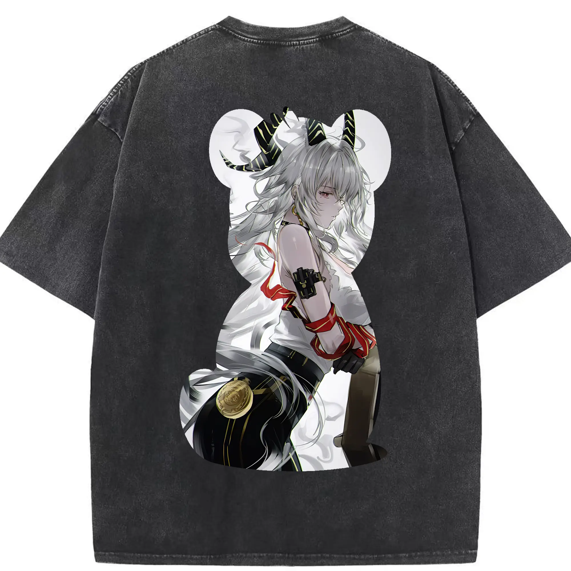 鳴潮 グッズ ザンニー - 綿100％ ヴィンテージ風 半袖Tシャツ ・ 背面プリント ・ 柔らか肌触り ・ 通気性 快適 ・ スポーツ カジュアル 外出用