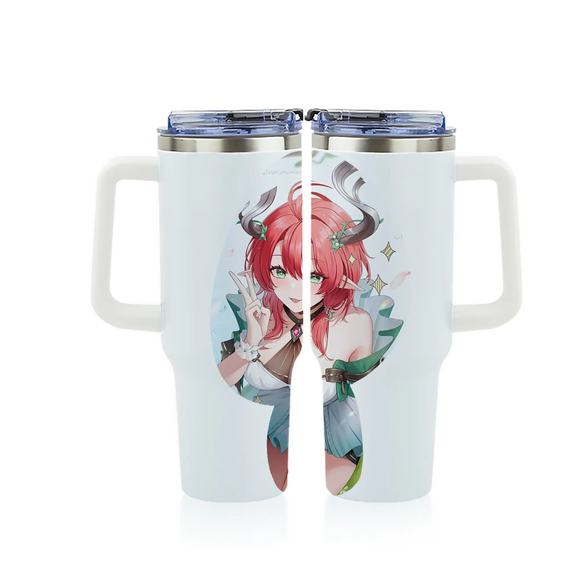 鳴潮 グッズ シャコンヌ - 1200mL フルプリント車用タンブラー ・ 304ステンレス 内側 ・ 201ステンレス 外側 ・ 保温 保冷 ・ 通勤 ドライブ アウトドア用