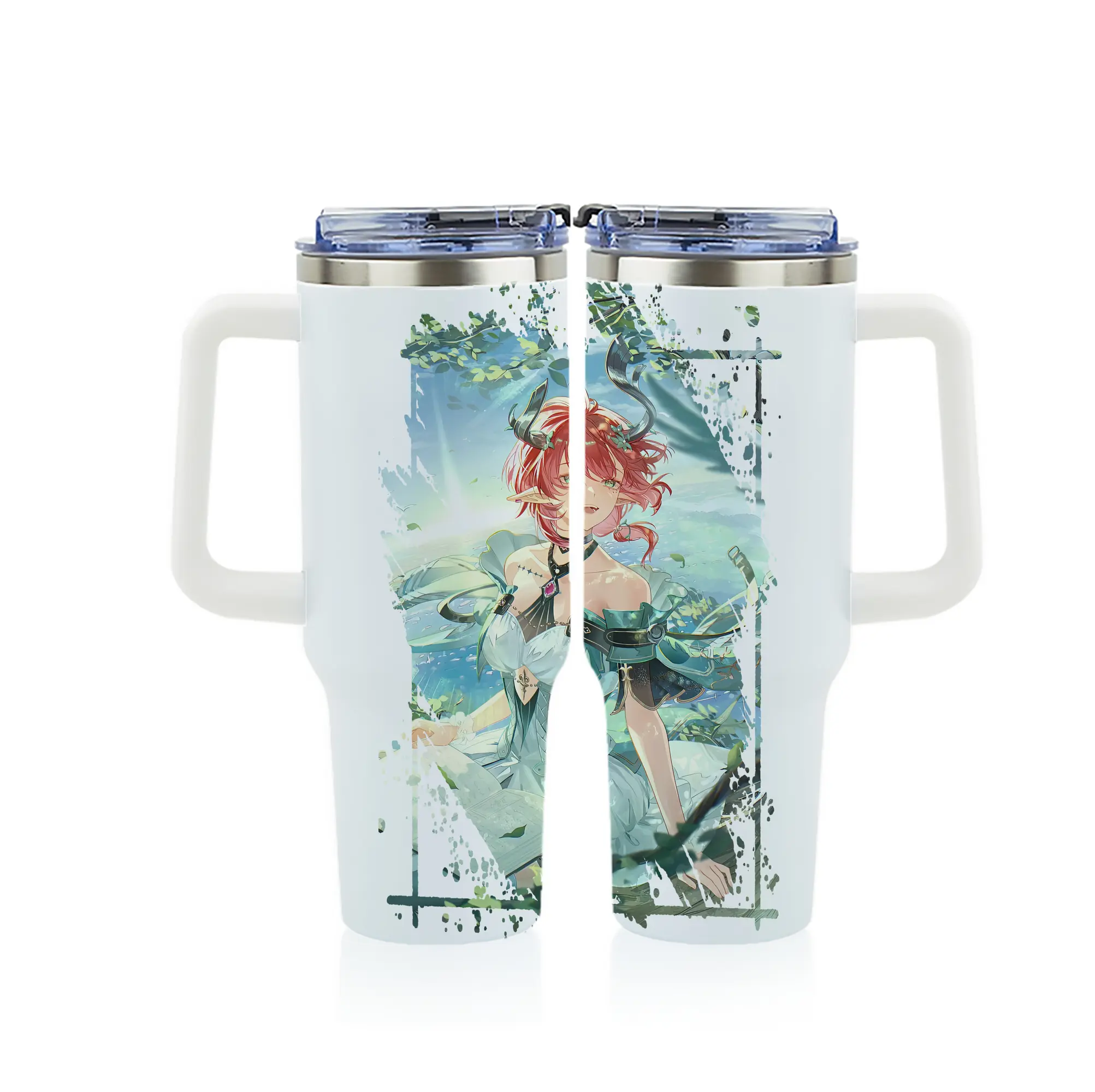 鳴潮 グッズ シャコンヌ - 1200mL フルプリント車用タンブラー ・ 304ステンレス 内側 ・ 201ステンレス 外側 ・ 保温 保冷 ・ 通勤 ドライブ アウトドア用