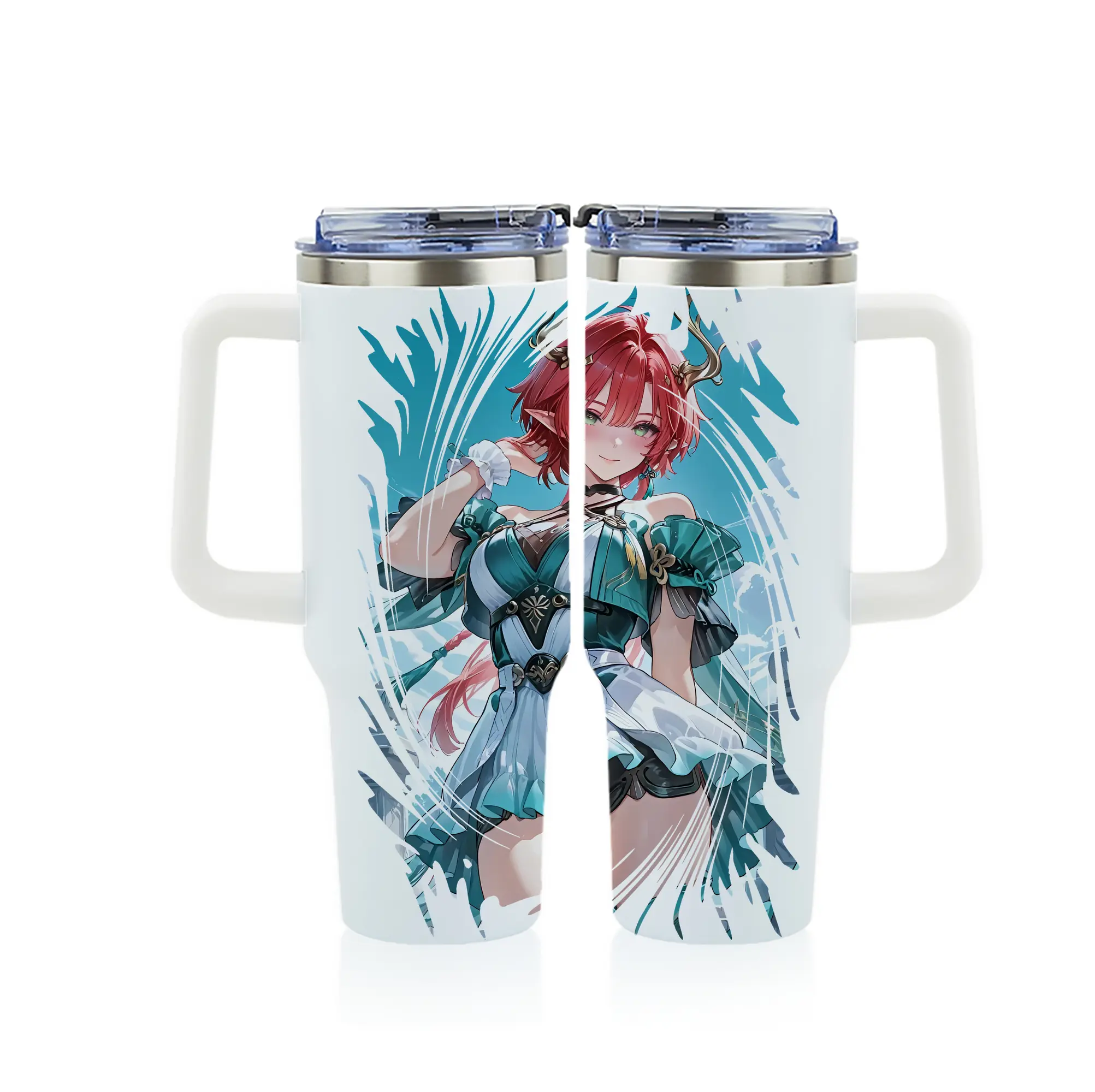 鳴潮 グッズ シャコンヌ - 1200mL フルプリント車用タンブラー ・ 304ステンレス 内側 ・ 201ステンレス 外側 ・ 保温 保冷 ・ 通勤 ドライブ アウトドア用