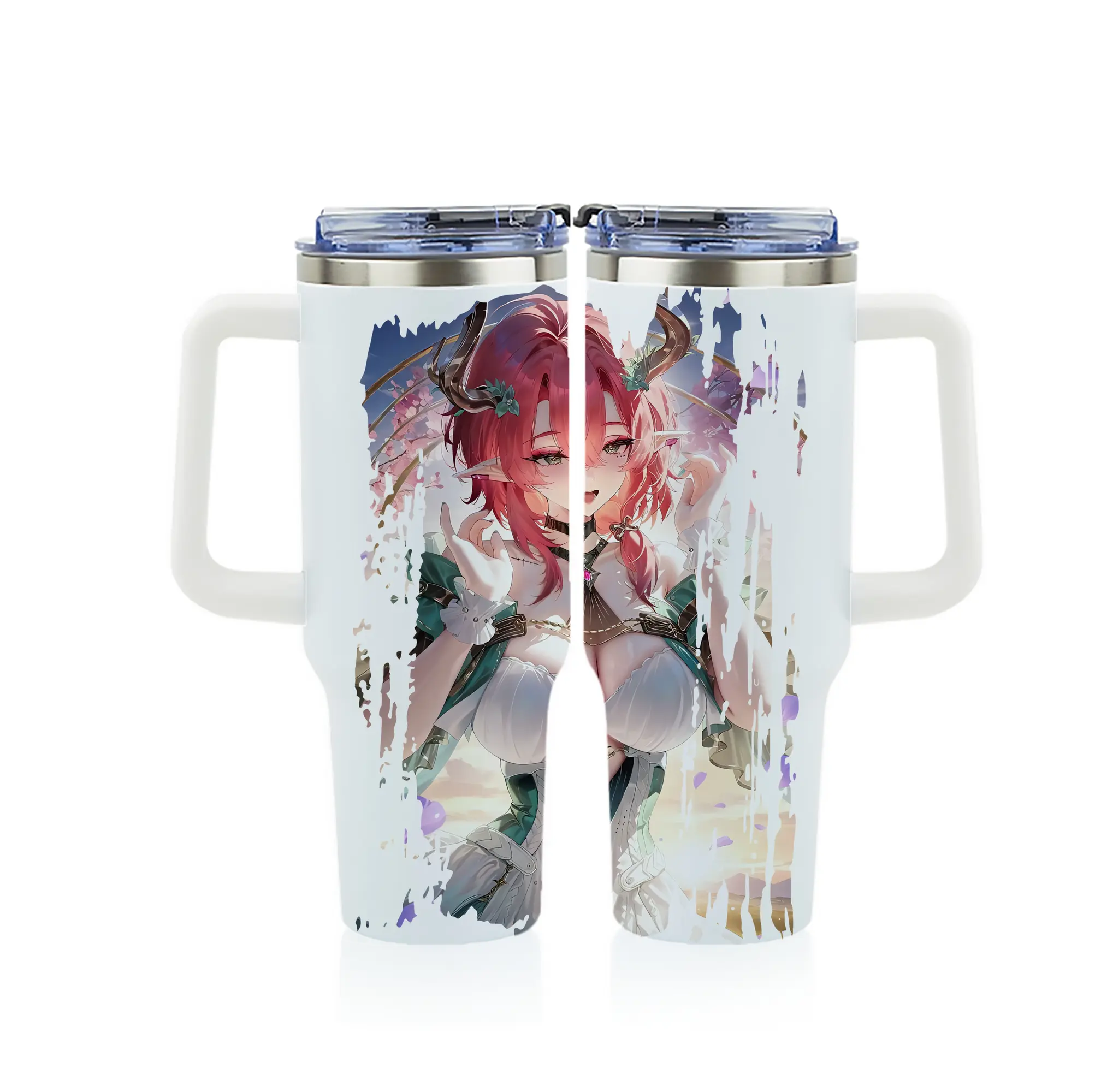 鳴潮 グッズ シャコンヌ - 1200mL フルプリント車用タンブラー ・ 304ステンレス 内側 ・ 201ステンレス 外側 ・ 保温 保冷 ・ 通勤 ドライブ アウトドア用