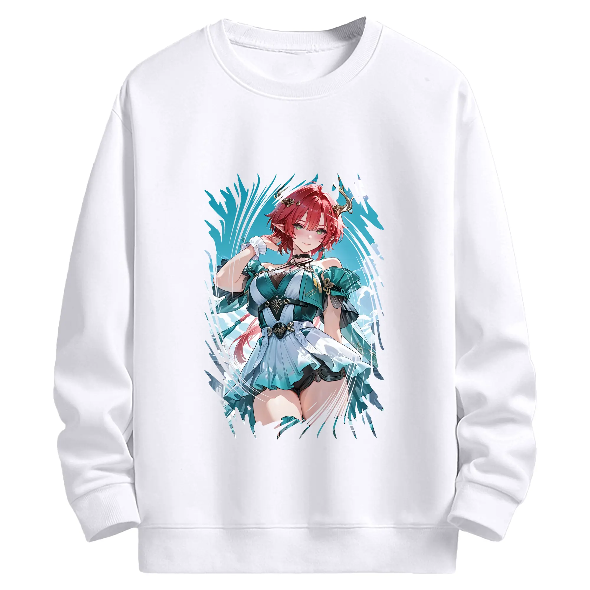 鳴潮 グッズ シャコンヌ - 高品質 クルーネック スウェット ・ コットン59％ ポリエステル41％ ・ ユニセックス 長袖 トレーナー ・ カジュアル デイリー スポーツ 散歩用